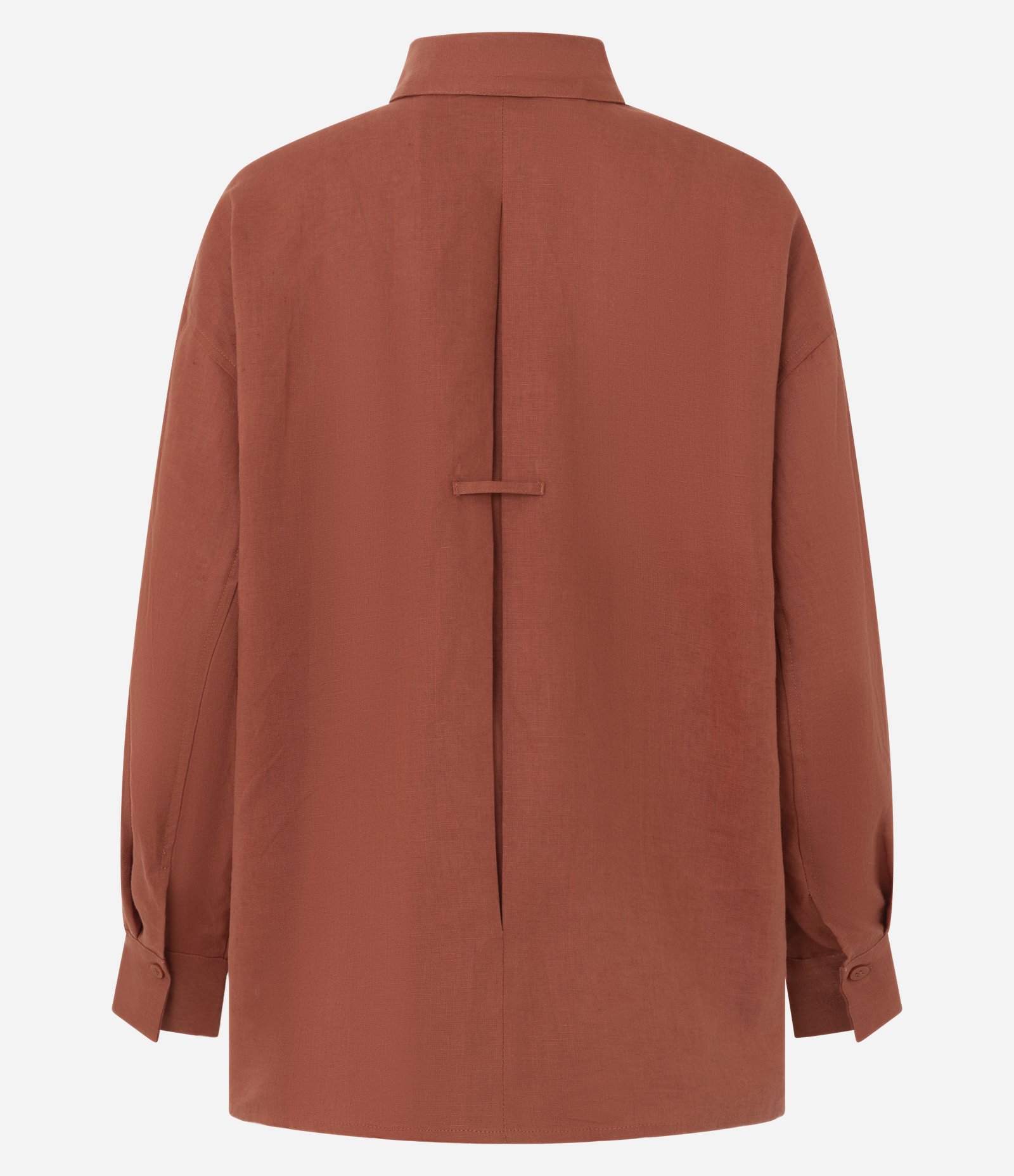 Camisa Oversized em Linho com Vista Escondida Terracota 6