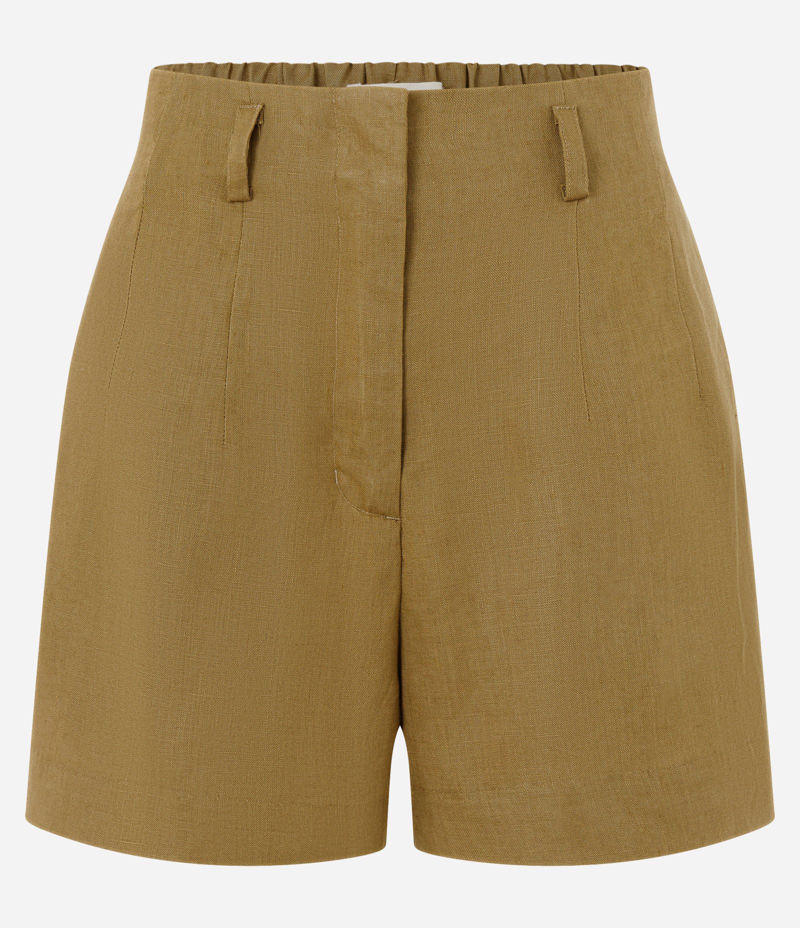 Short Reto Cintura Alta em Linho com Pences e Bolsos Verde 5