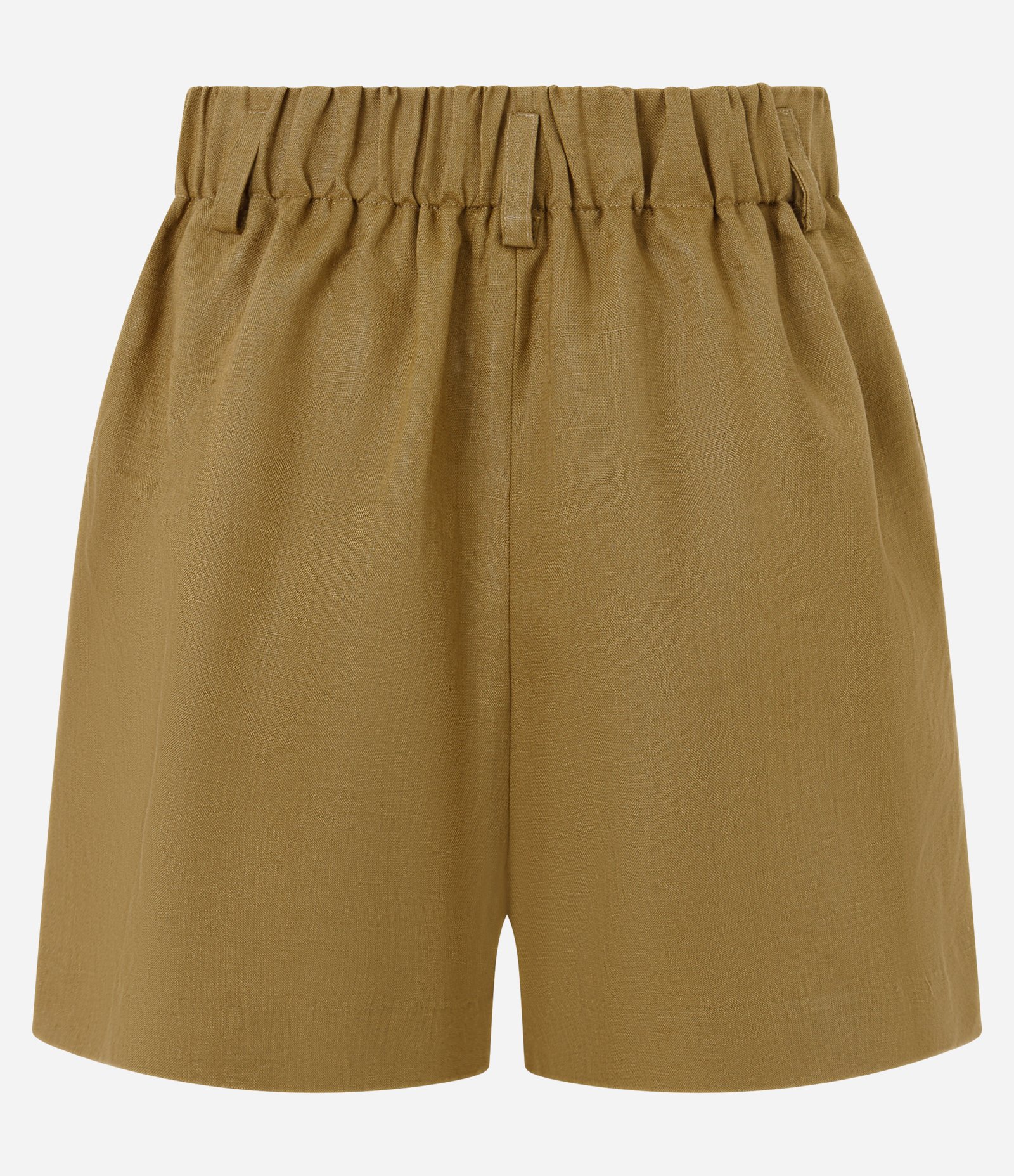 Short Reto Cintura Alta em Linho com Pences e Bolsos Verde 6