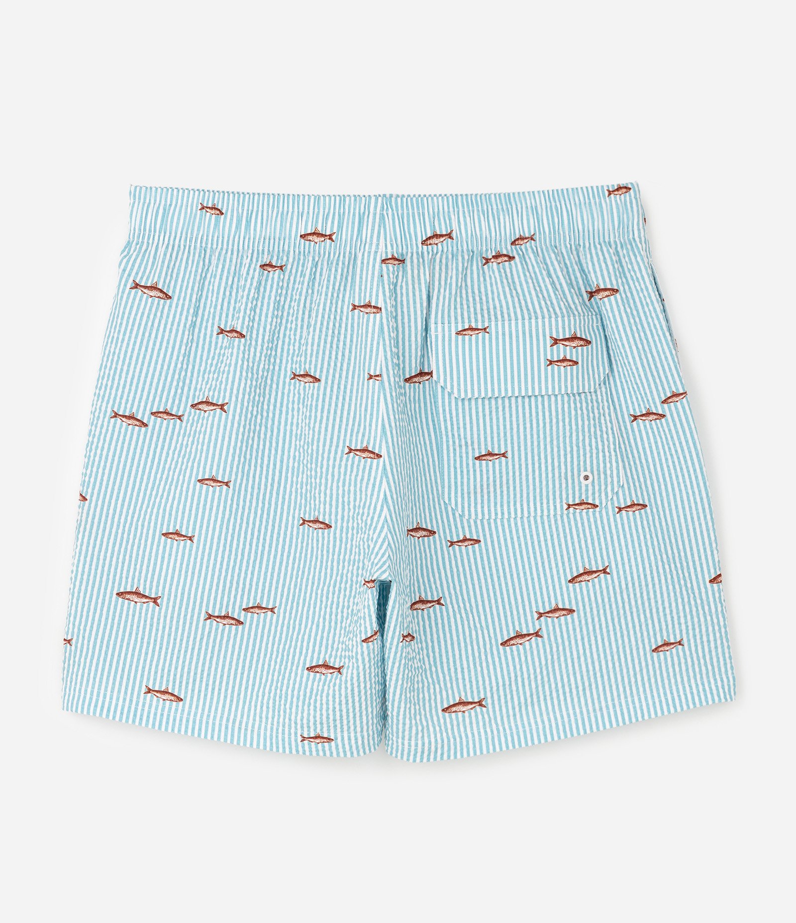 Bermuda de Banho Listrada com Peixinhos Azul 6