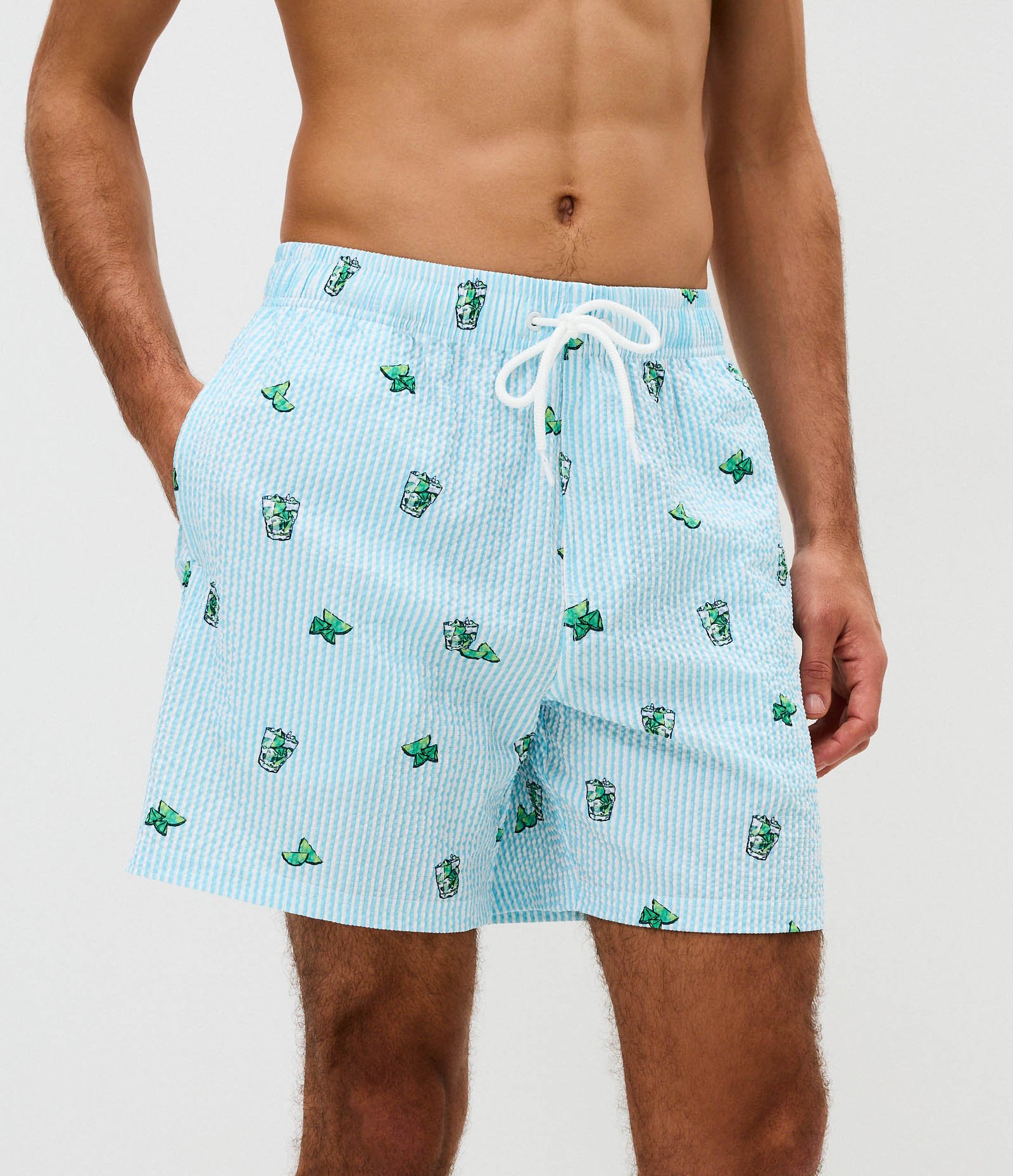 Bermuda de Banho Caipirinha Listrada Azul 2