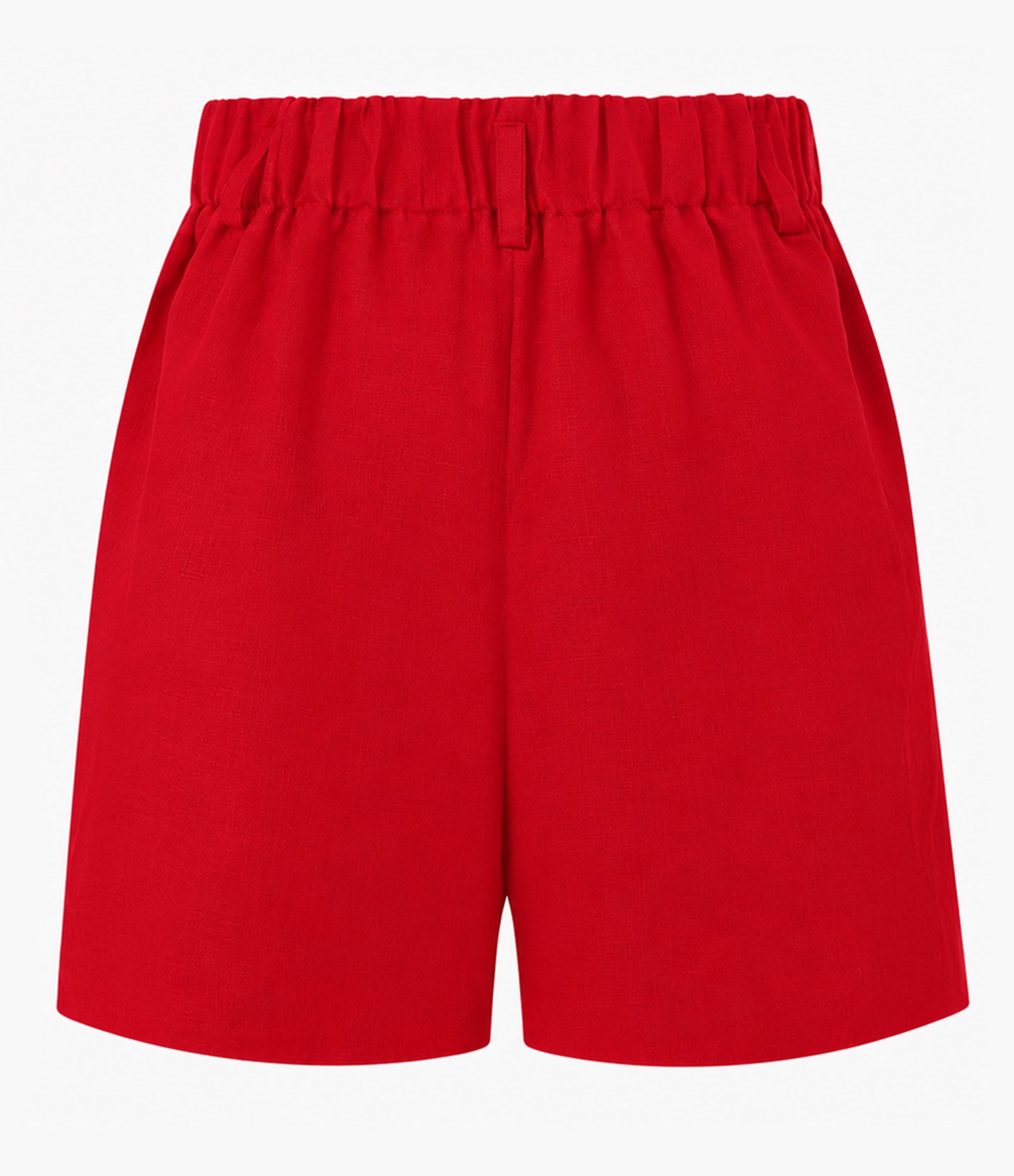 Short Reto Cintura Alta em Linho com Pences e Bolsos Vermelho 2