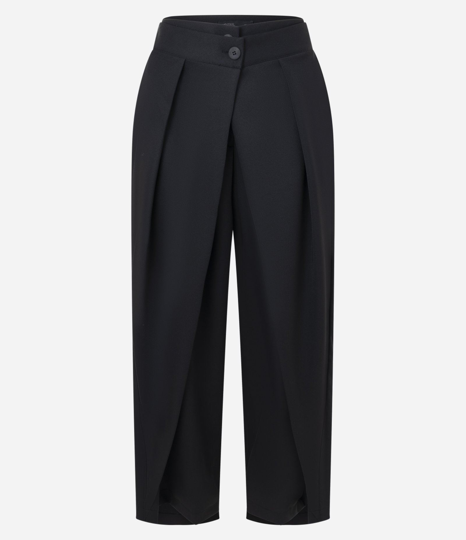 Calça Reta Ampla Alfaiatada com Pregas Preto 5