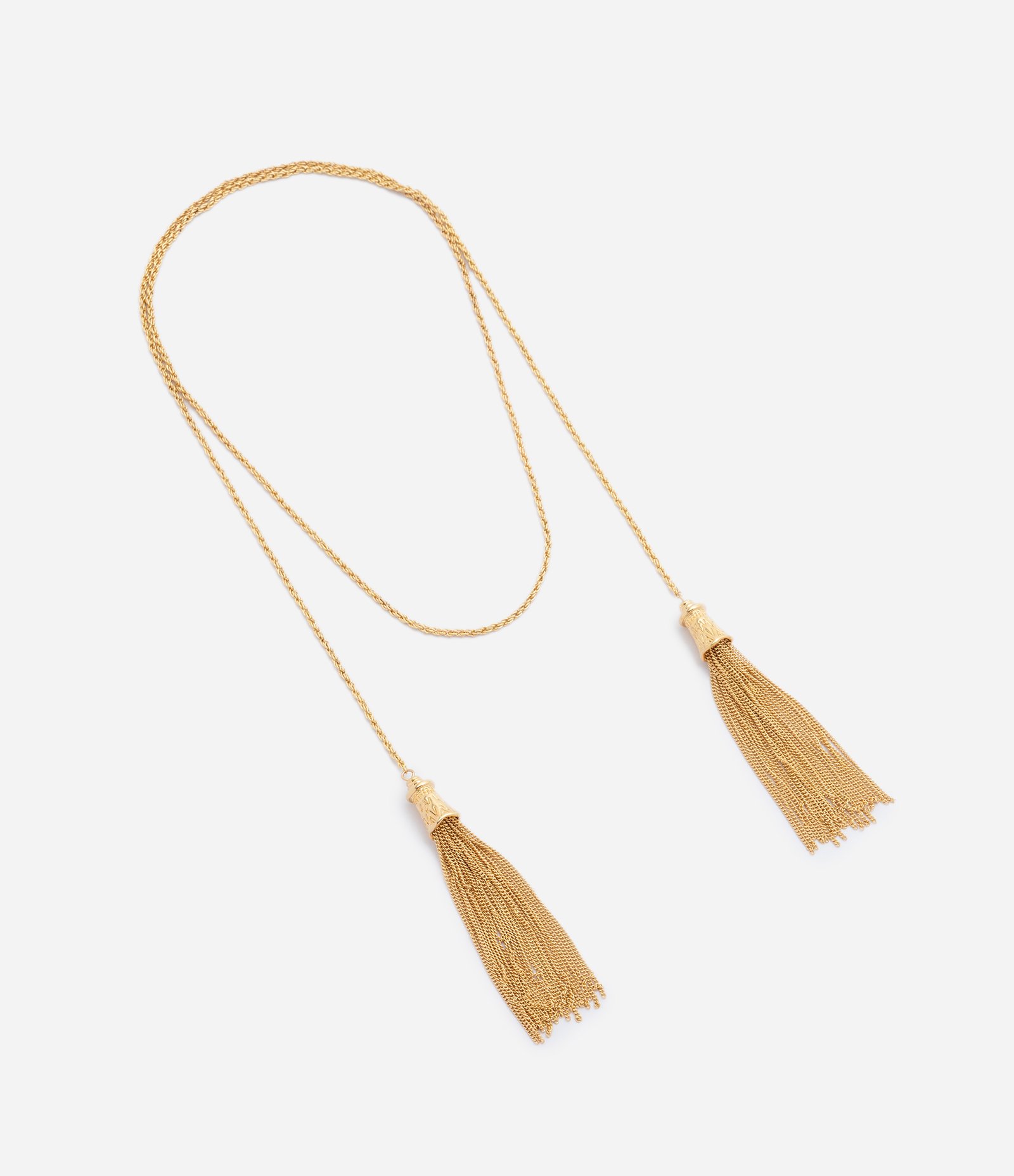 Colar com Cordão Ajustável e Detalhe em Tassel de Correntaria Dourado 3