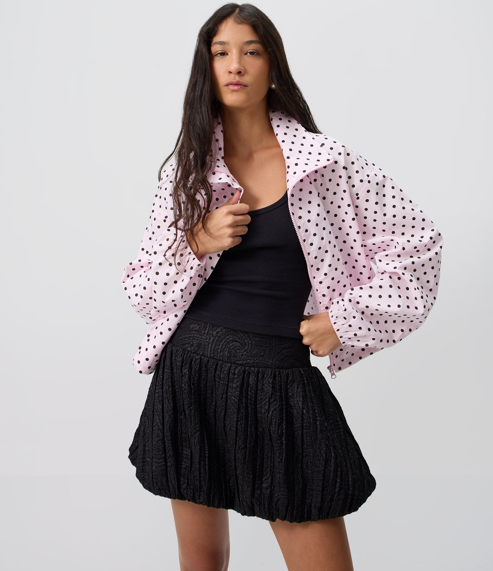 Minissaia Balonê com Textura em Jacquard Preto 2