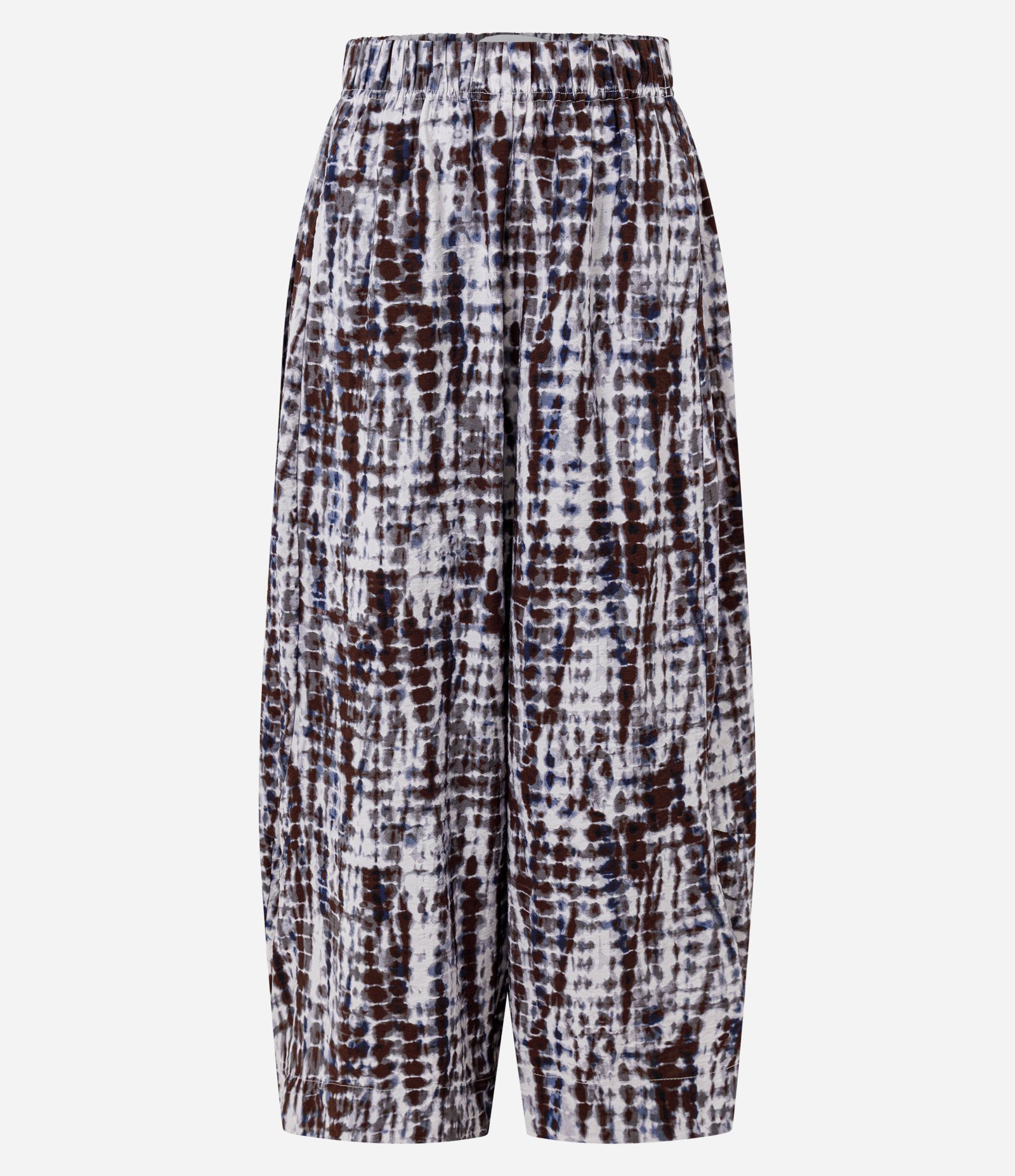 Calça Aladim em Viscose Texturizada com Cós Franzido Azul e Marrom 5