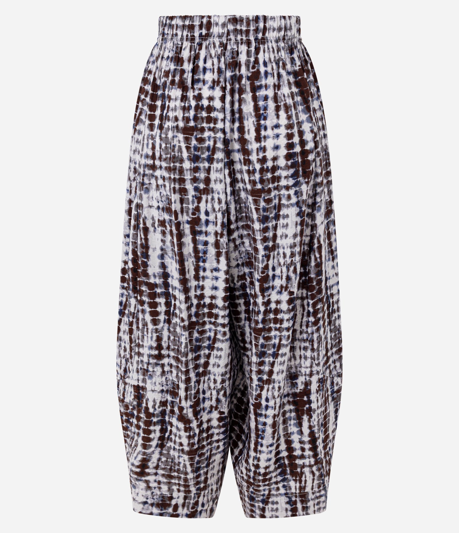 Calça Aladim em Viscose Texturizada com Cós Franzido Azul e Marrom 6