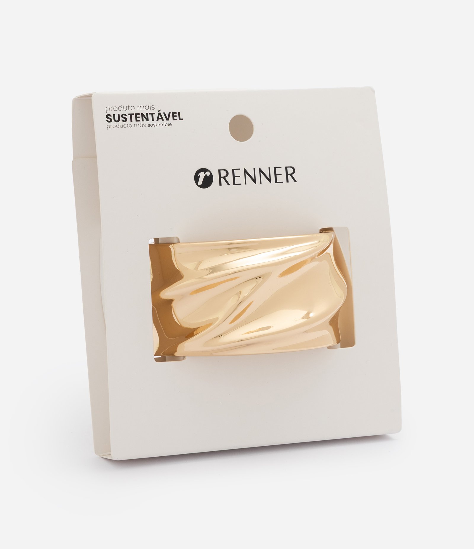 Bracelete Rígido em Metal com Formato Orgânico Dourado 3
