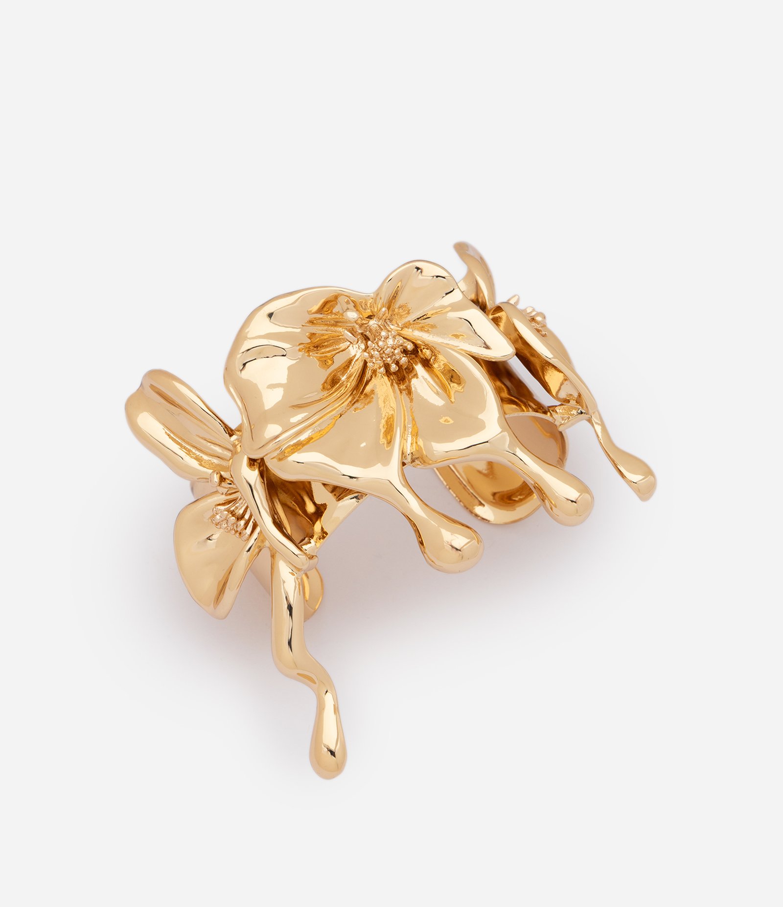 Bracelete Rígido em Metal com Formato de Flores Dourado 2
