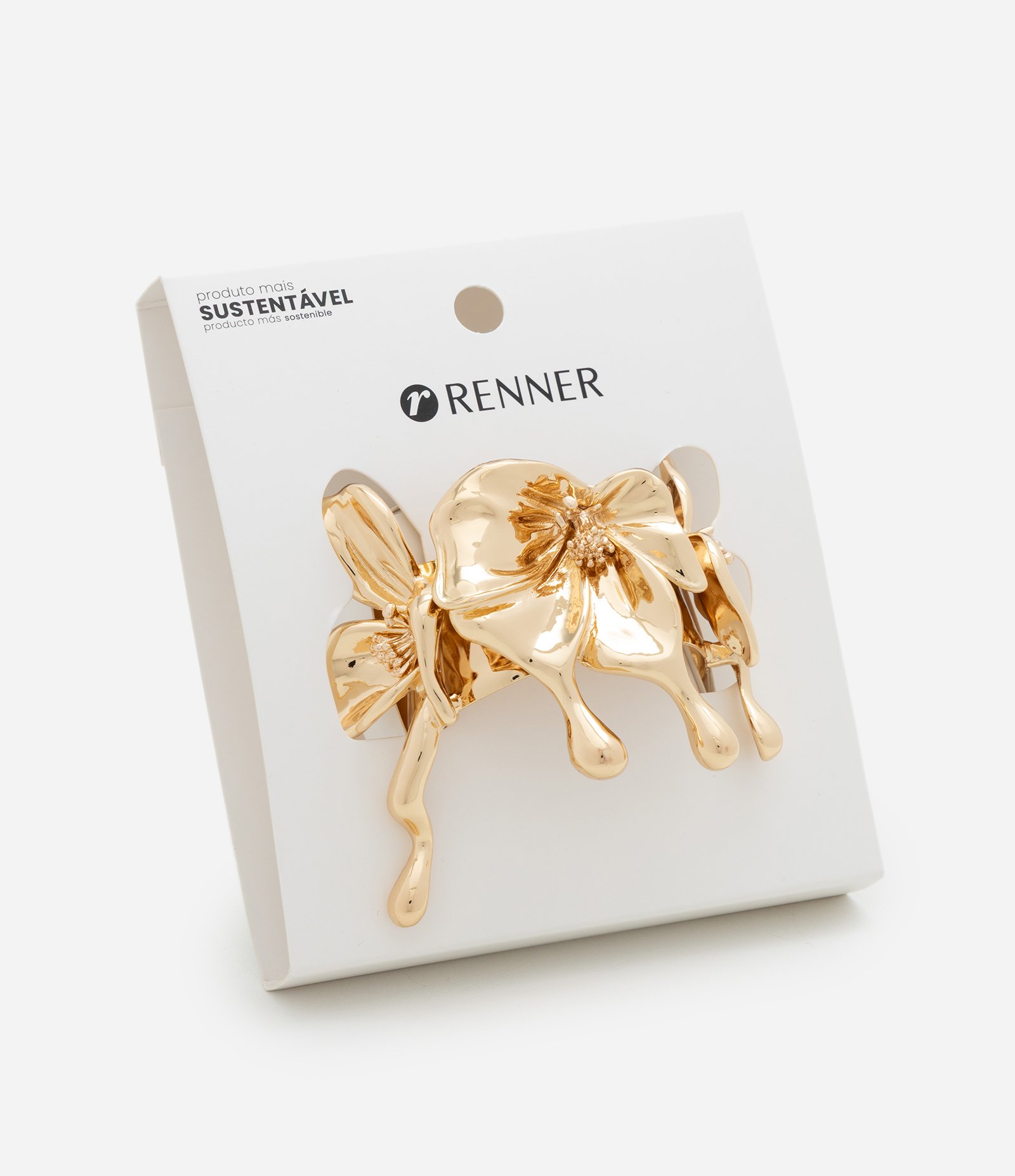 Bracelete Rígido em Metal com Formato de Flores Dourado 4