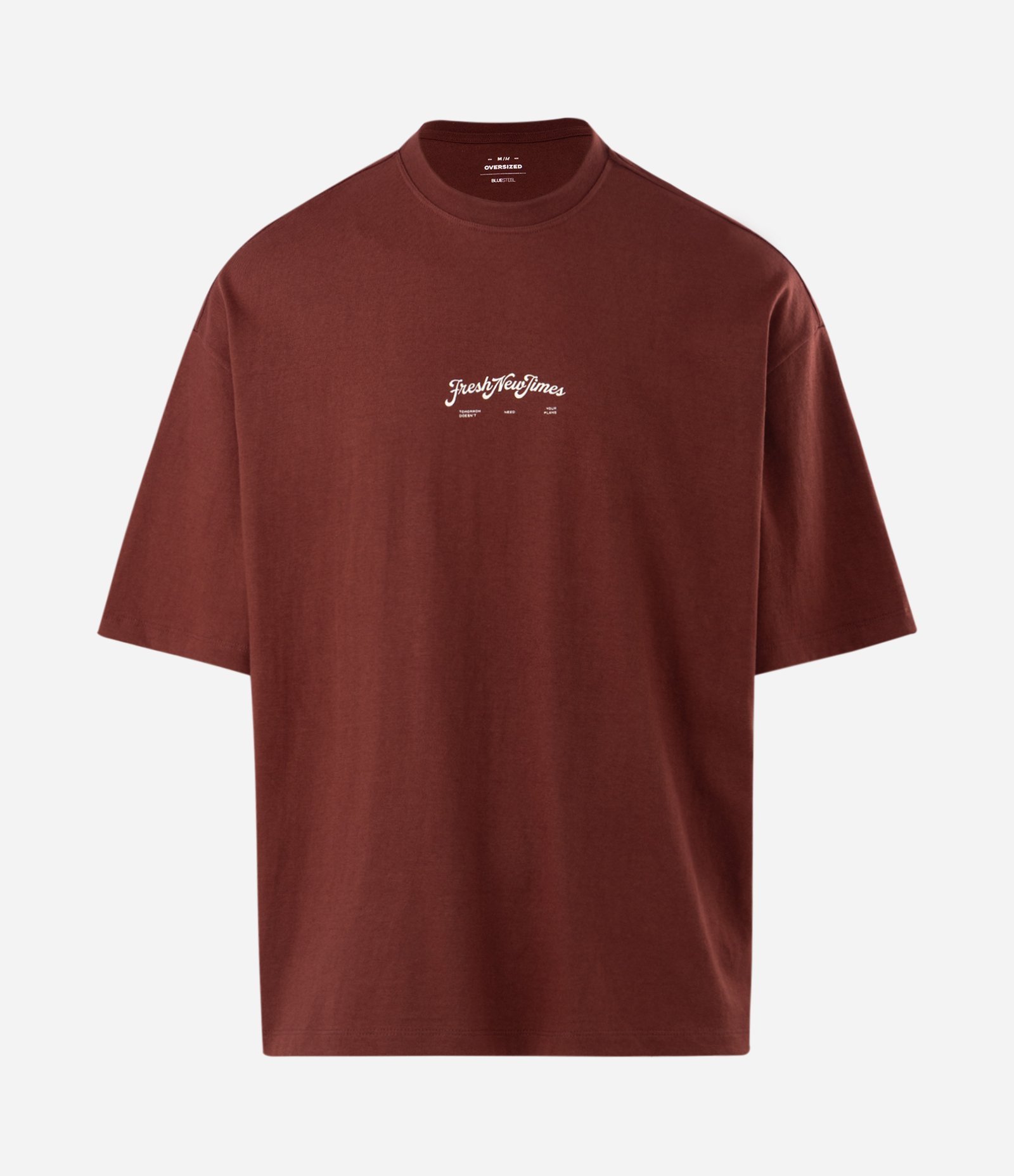 Camiseta Oversized Lettering Fresh New Time Marrom 5