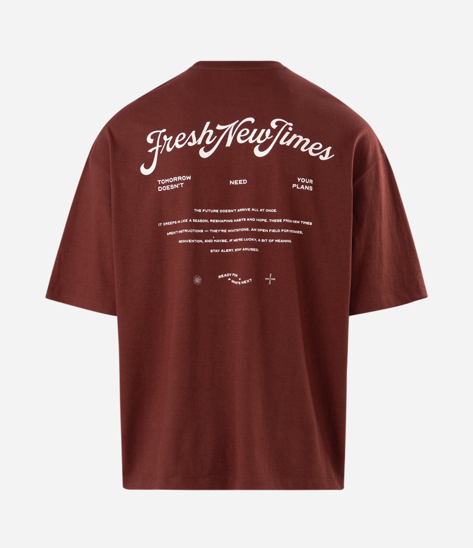 Camiseta Oversized Lettering Fresh New Time Marrom 6