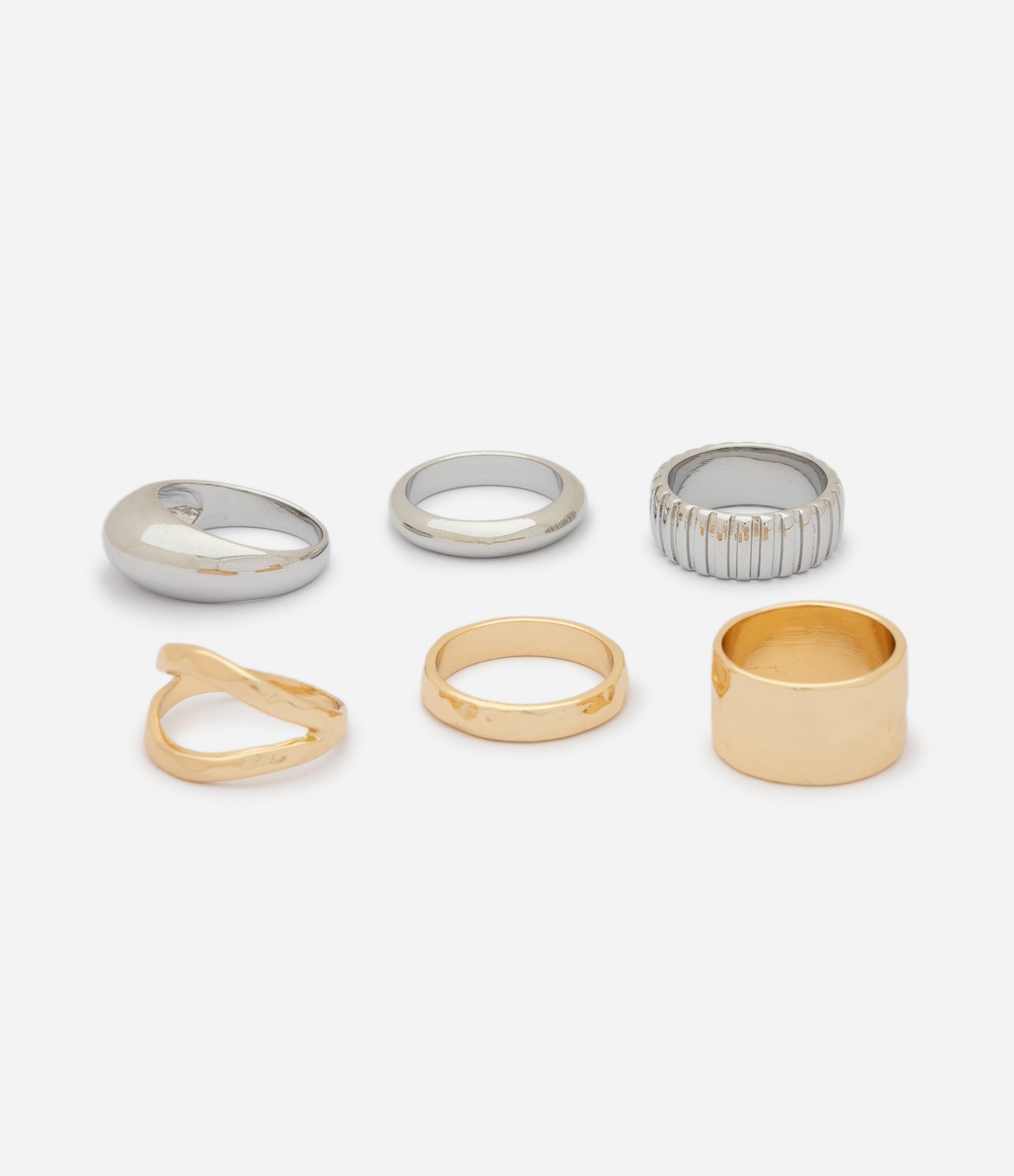 Kit 06 Anéis em Metal com Formatos Variados Multicores 2