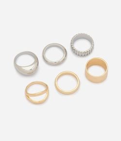 Kit 06 Anéis em Metal com Formatos Variados