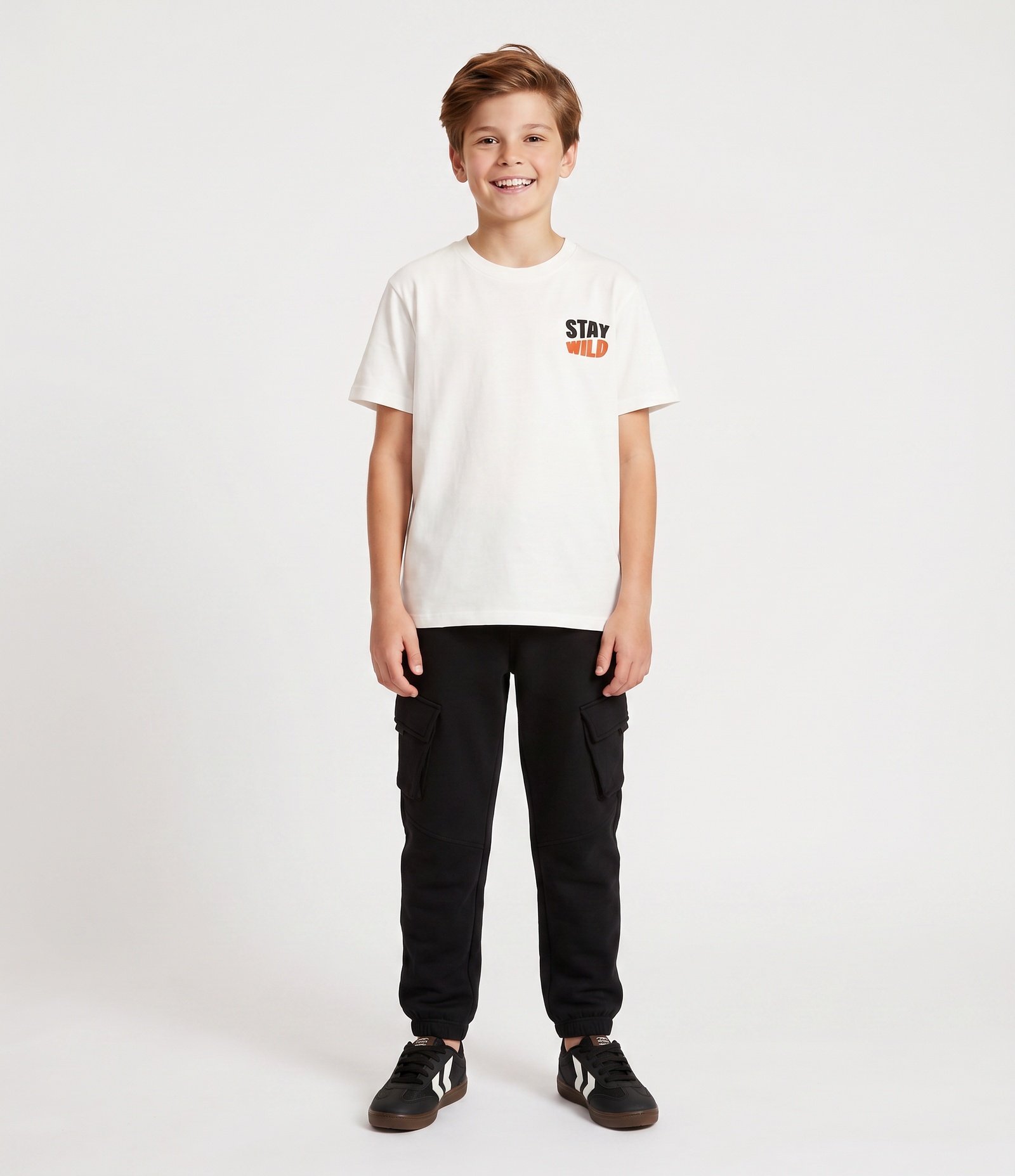 Calca Infantil Em Cotton Com Bolso Lateral - Tam 5 a 16 anos Preto 1