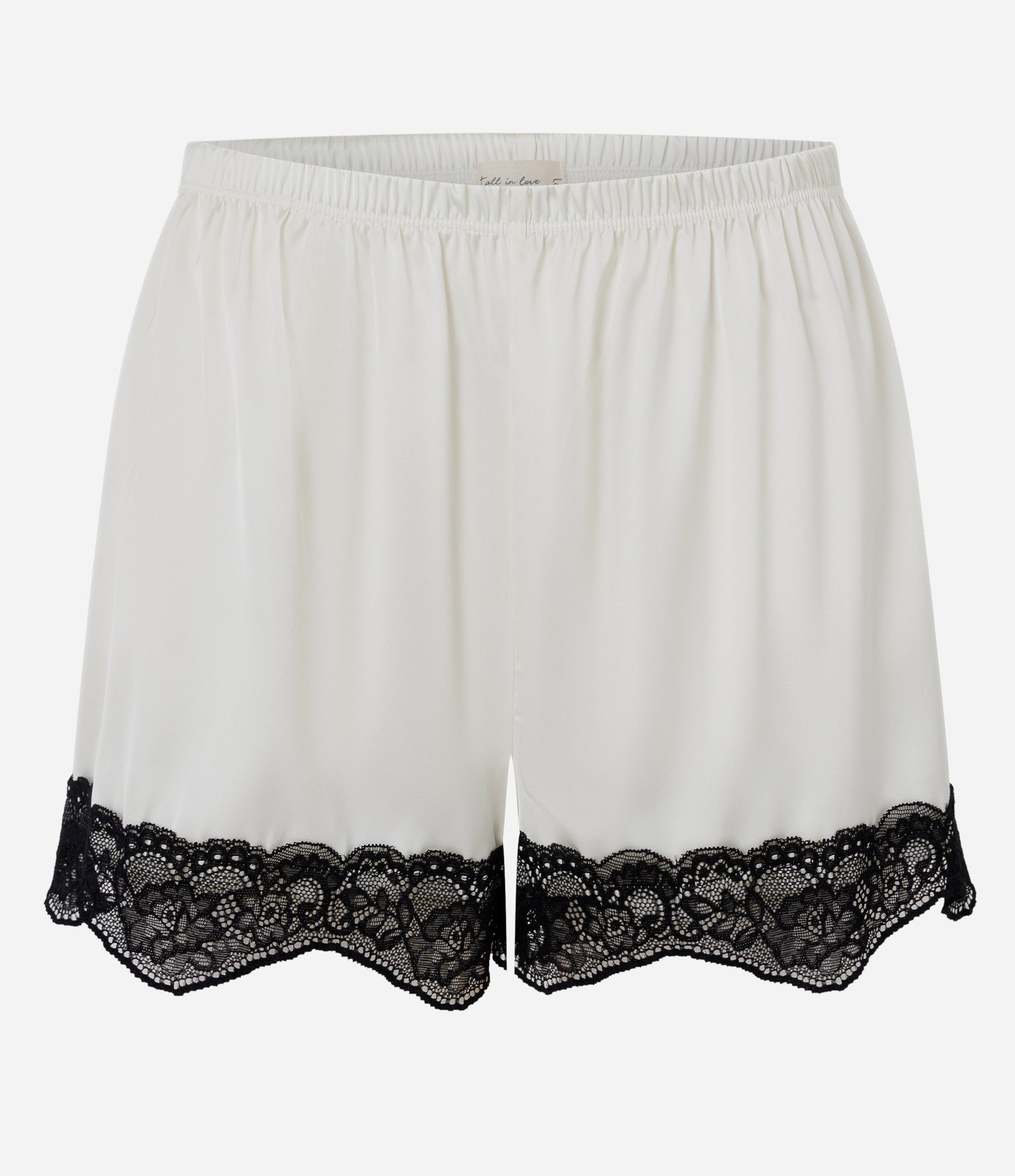 Short de Pijama em Cetim com Renda na Barra Branco 4