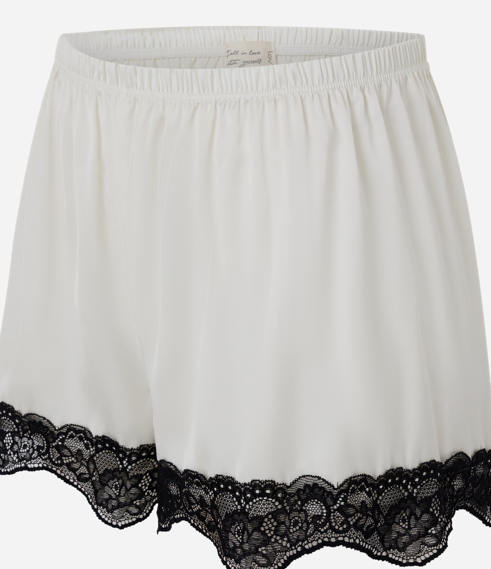 Short de Pijama em Cetim com Renda na Barra Branco 5