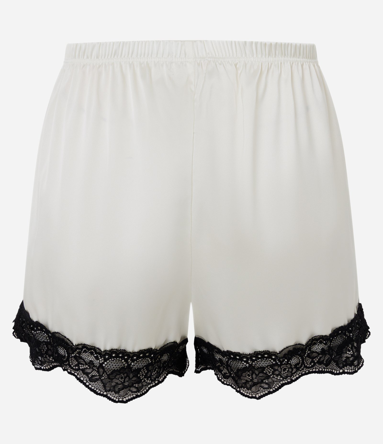 Short de Pijama em Cetim com Renda na Barra Branco 6