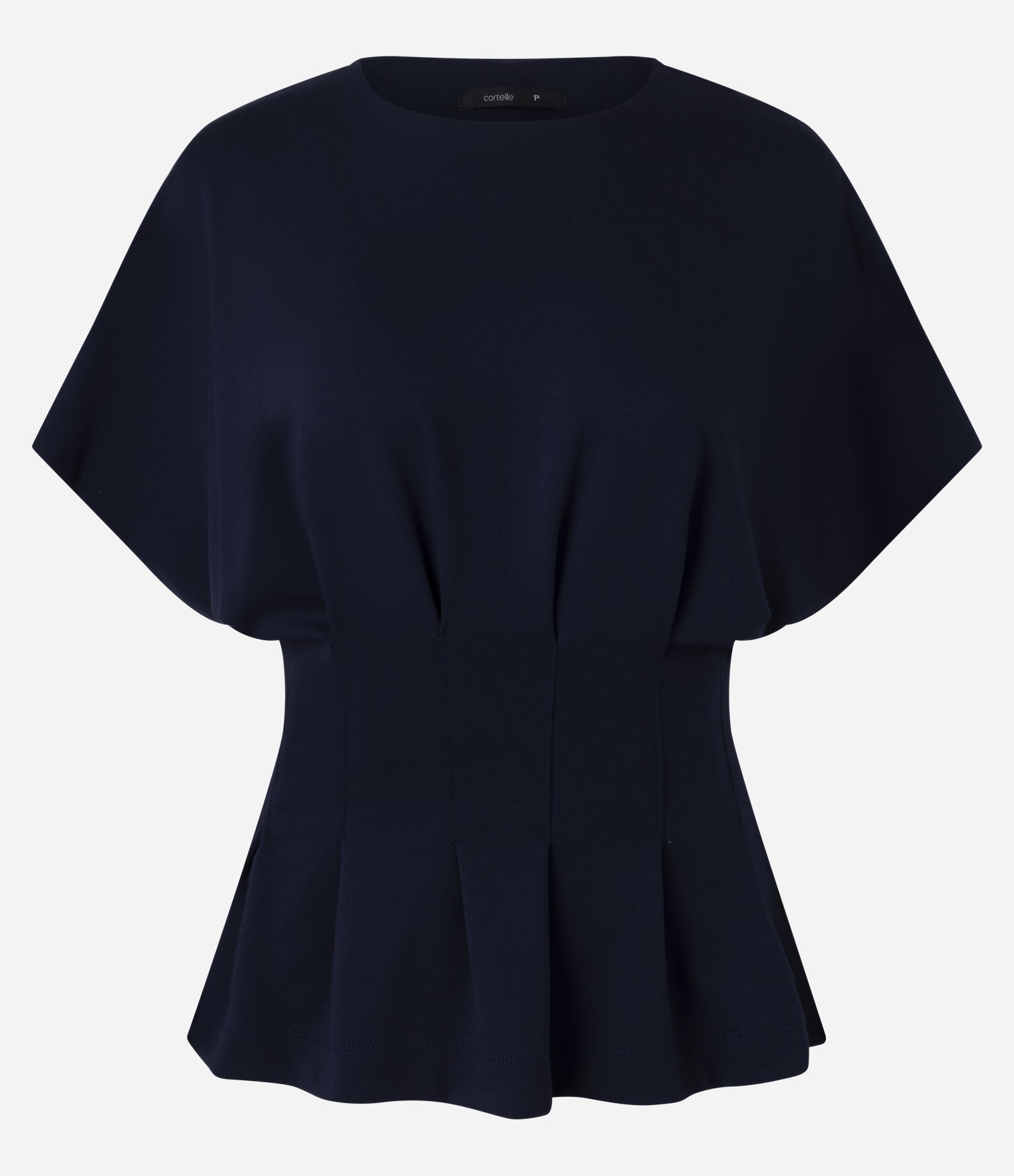 Blusa Peplum Estruturada com Pregas Frontais Azul Escuro 5