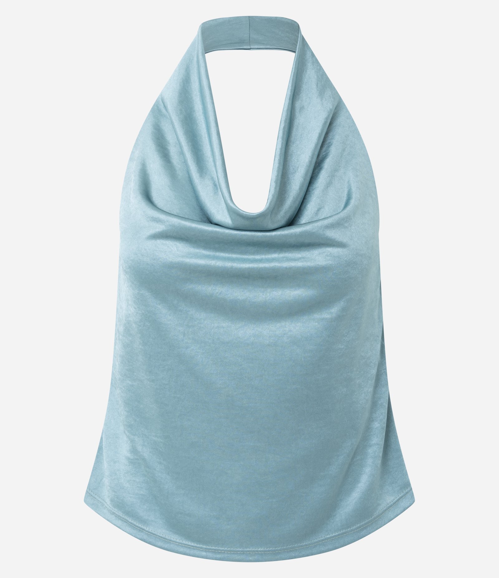 Blusa Frente Única Acetinada com Decote Degagê Azul 2