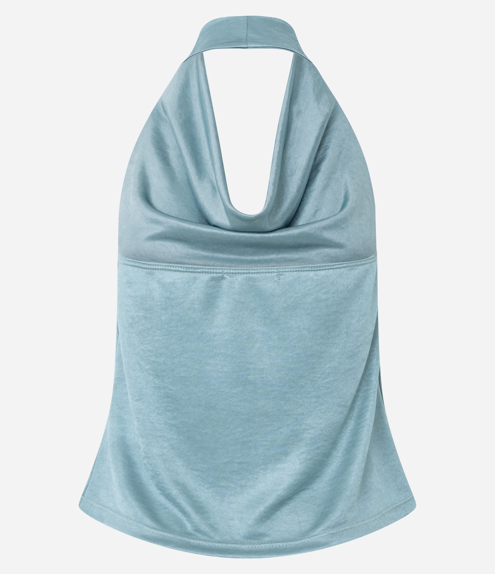 Blusa Frente Única Acetinada com Decote Degagê Azul 3
