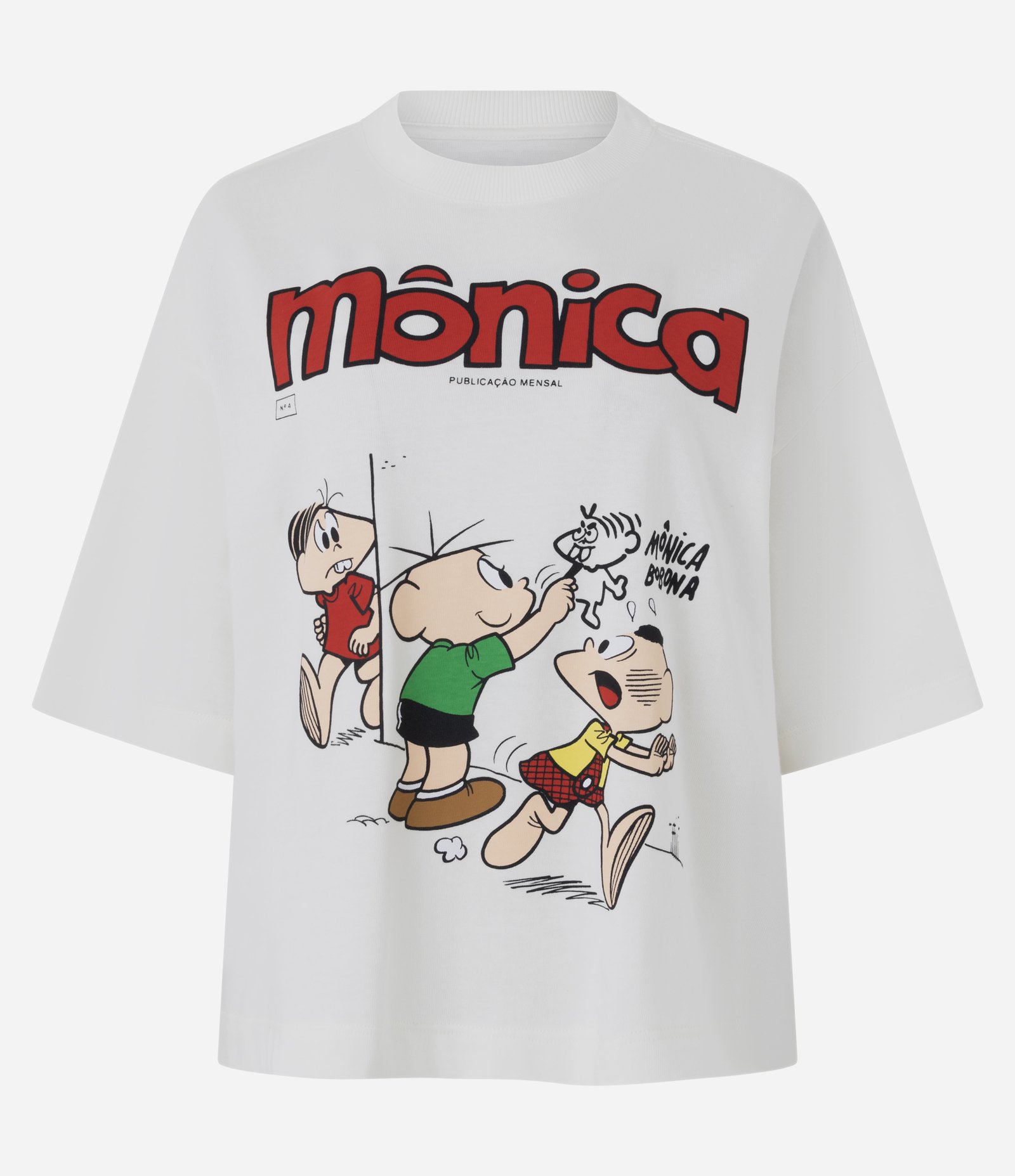 Camiseta Boxy em Algodão com Turma da Mônica Estampada Branco 5