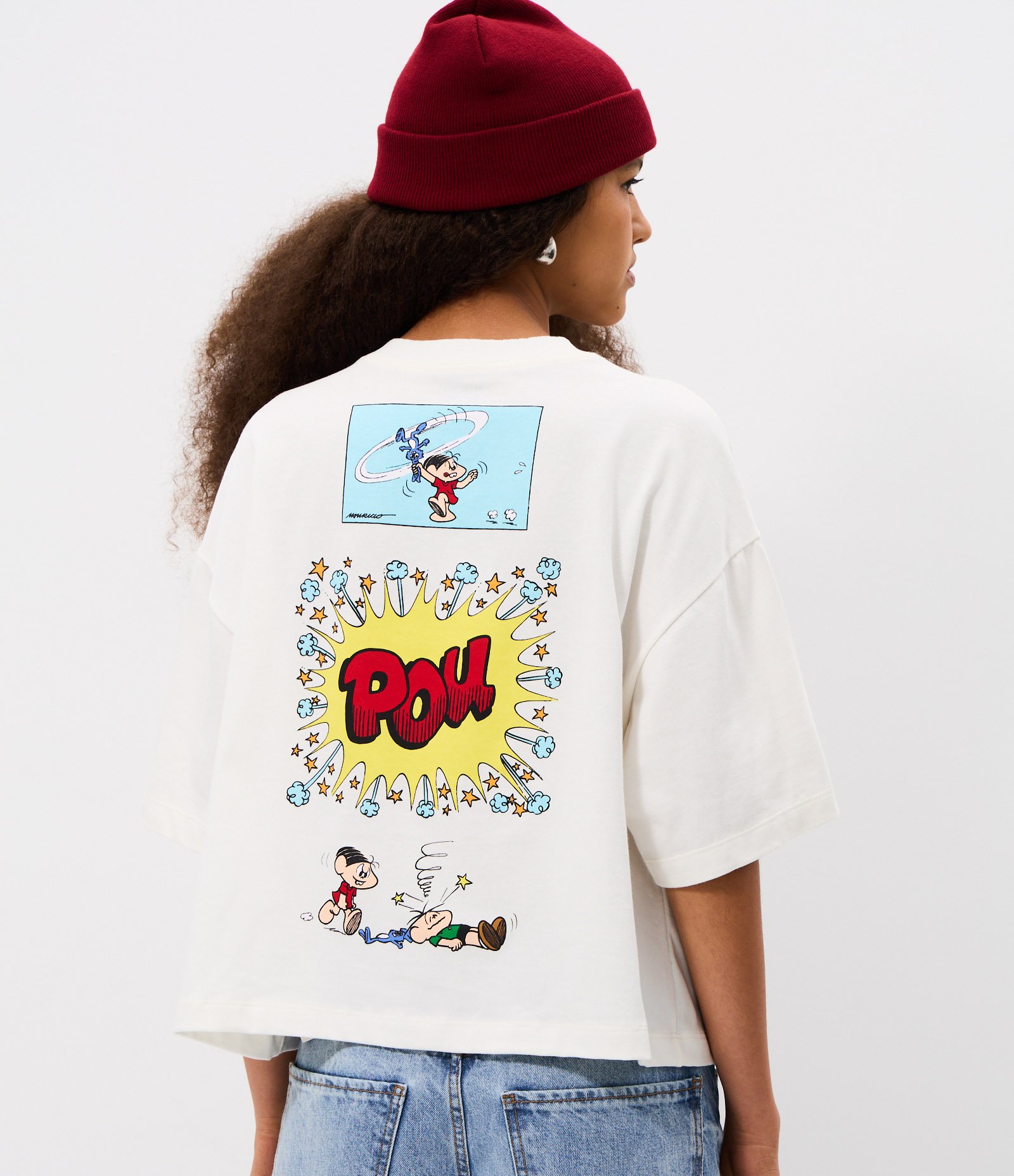 Camiseta Boxy em Algodão com Turma da Mônica Estampada Branco 4