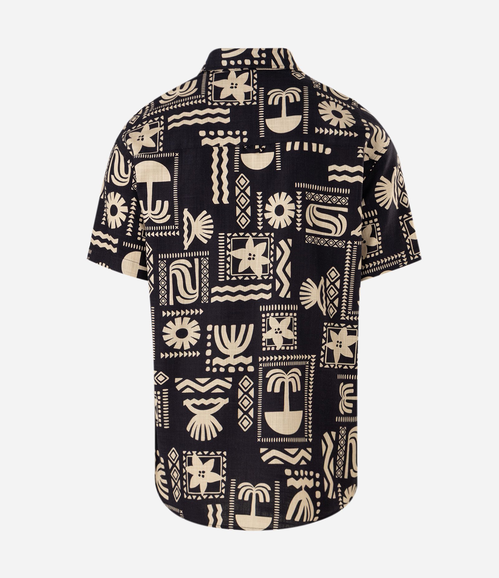 Camisa Relaxed em Algodão Texturizado com Estampa Abstrata Preto 6