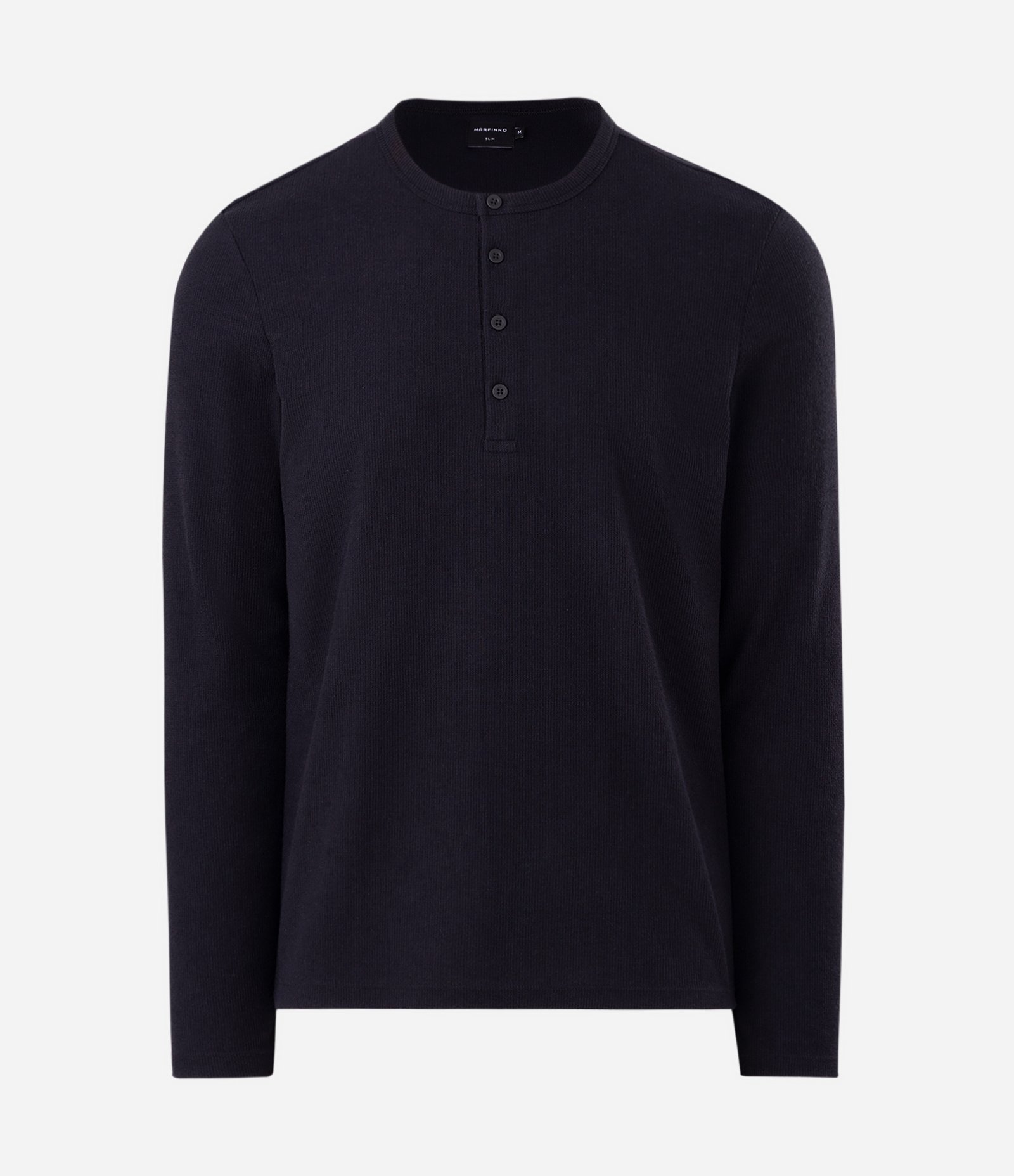 Camiseta Henley com Manga Longa e Texturização Preto 4