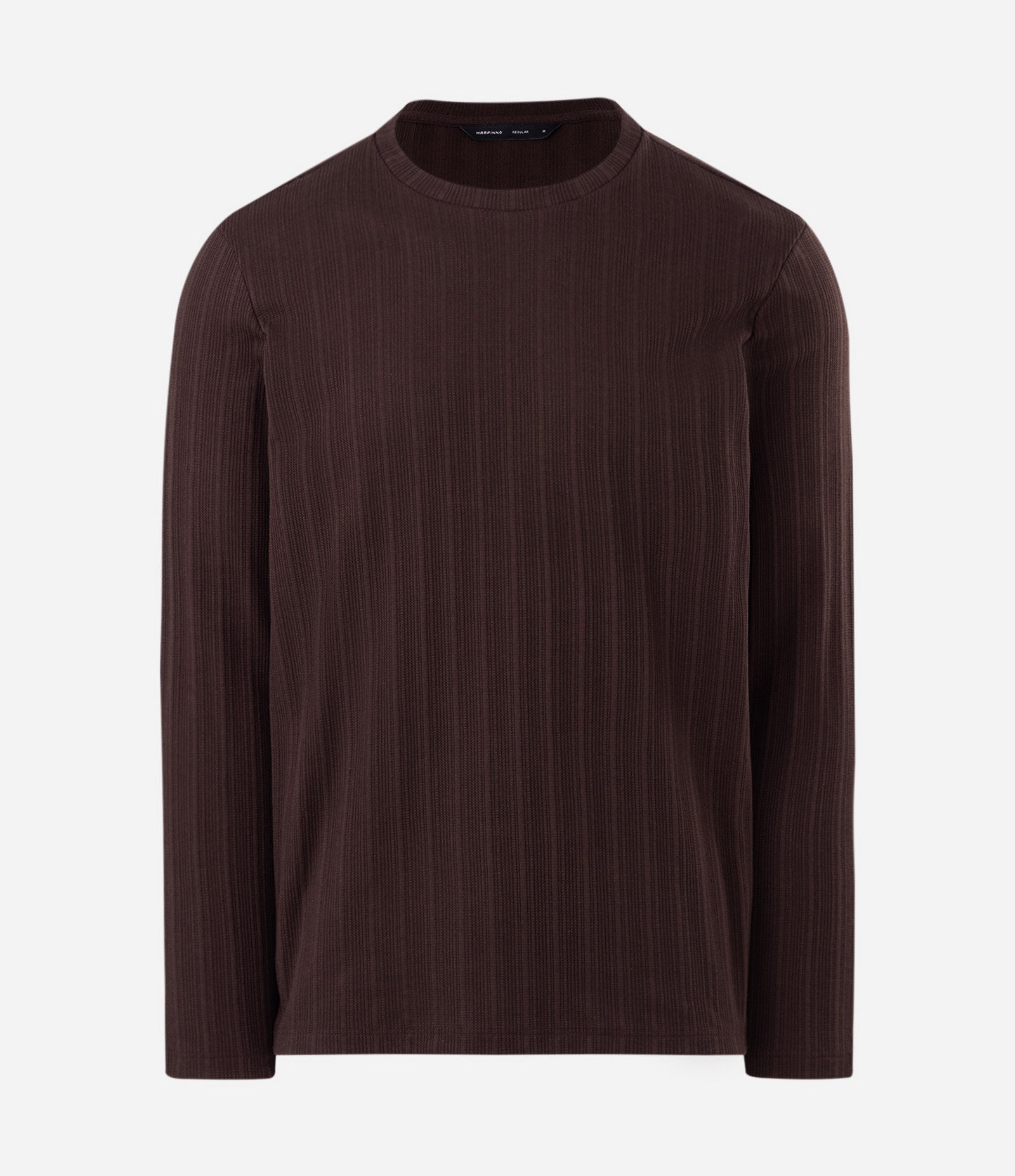 Camiseta Regular em Algodão com Textura Marrom Escuro 4