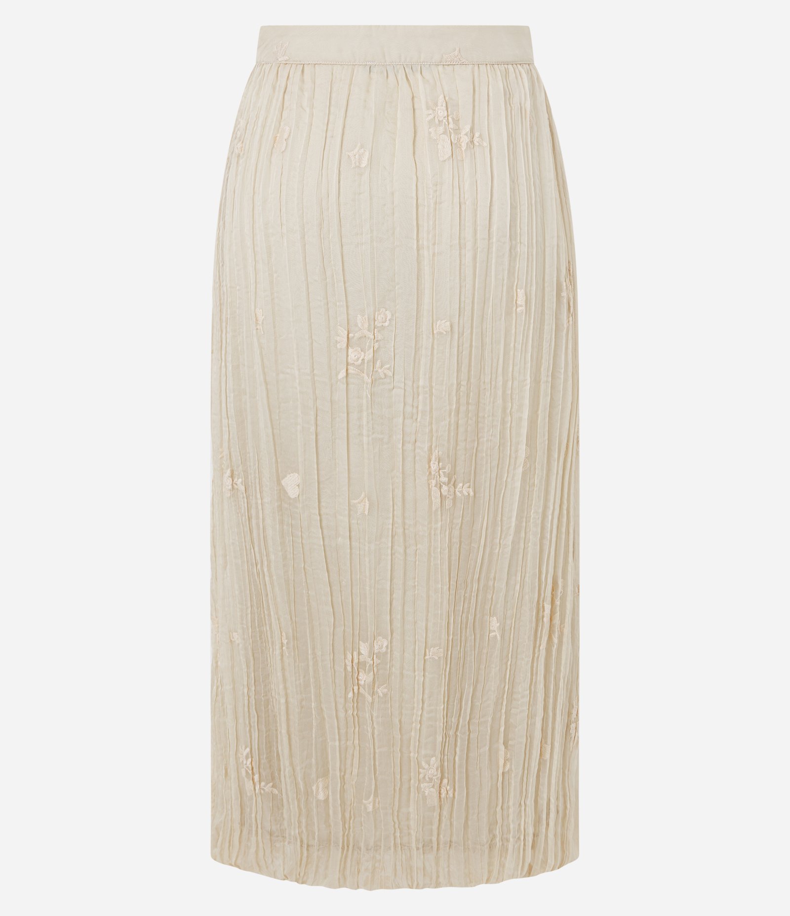 Saia Longa em Chiffon com Bordados Florais Bege 3