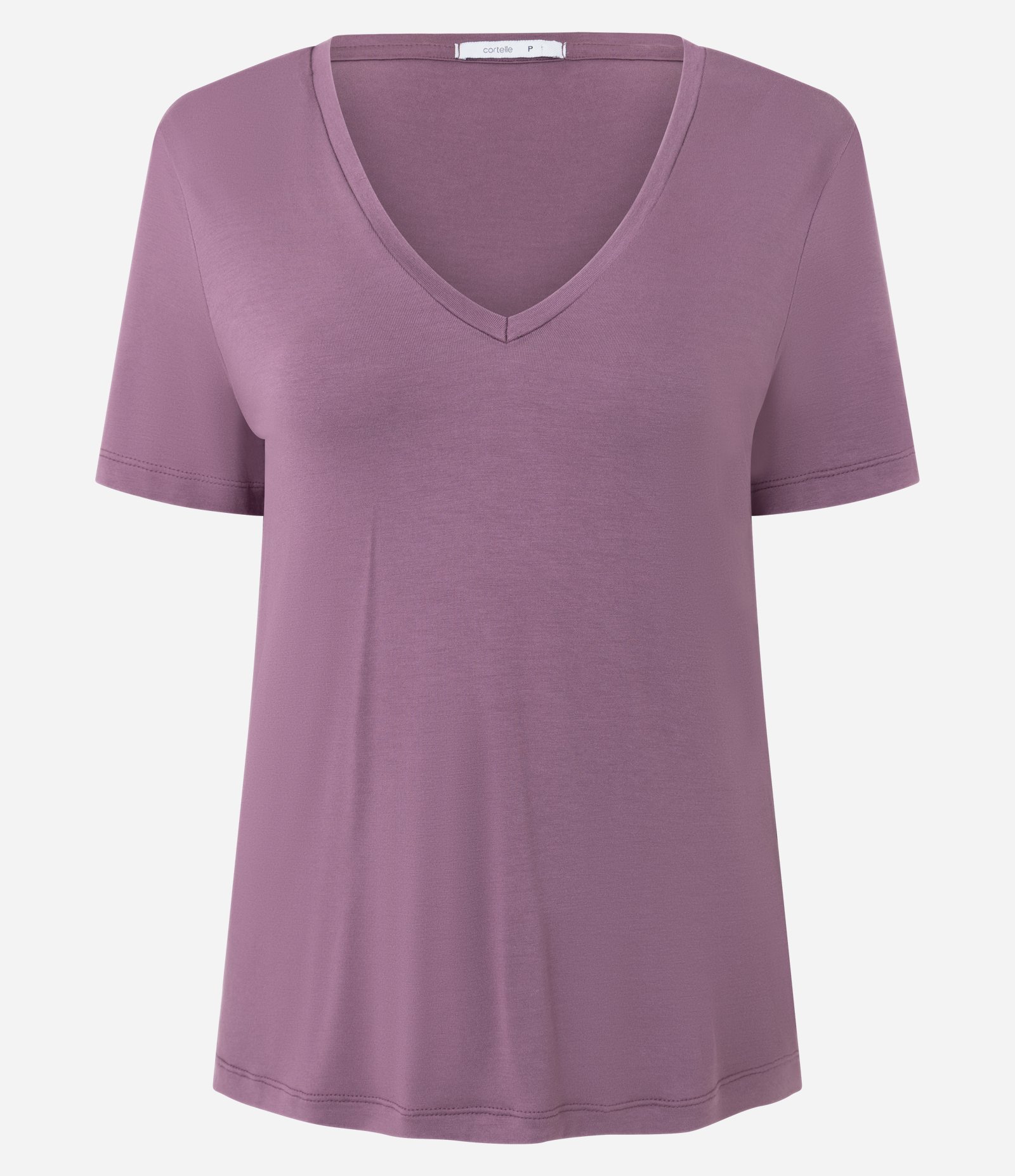 Blusa Básica em Viscose com Decote V Lilás 5