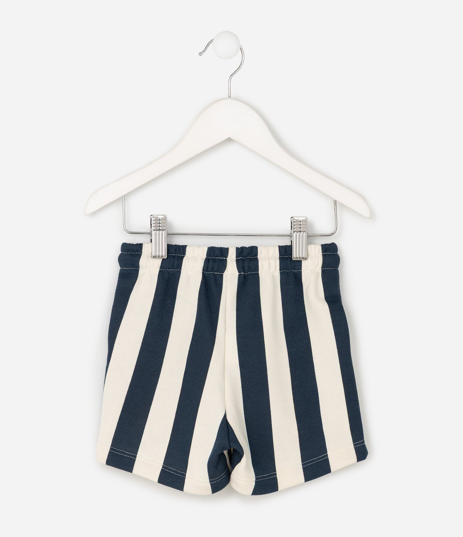 Bermuda Infantil Listrada em Cotton com Cordão – Tam 1 a 6 Anos Branco/Azul 3