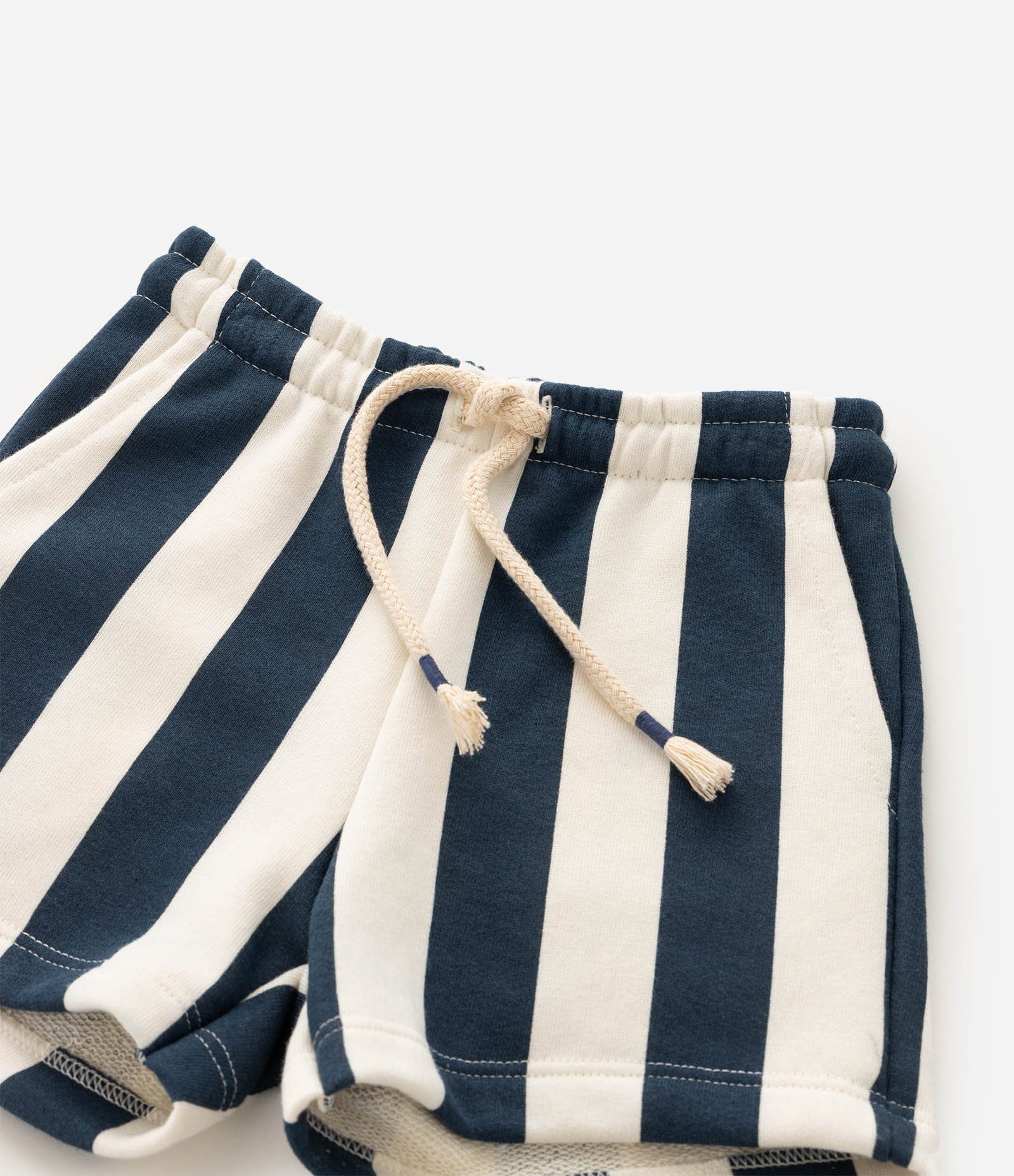Bermuda Infantil Listrada em Cotton com Cordão – Tam 1 a 6 Anos Branco/Azul 5