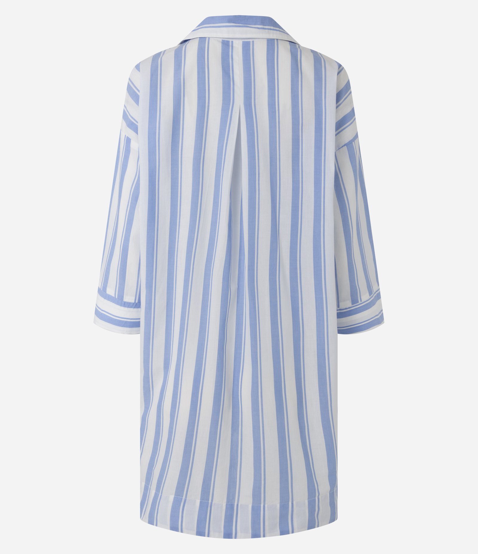 Saída de Praia Camisa Manga 3/4 em Voal com Estampa Listrada Azul 2