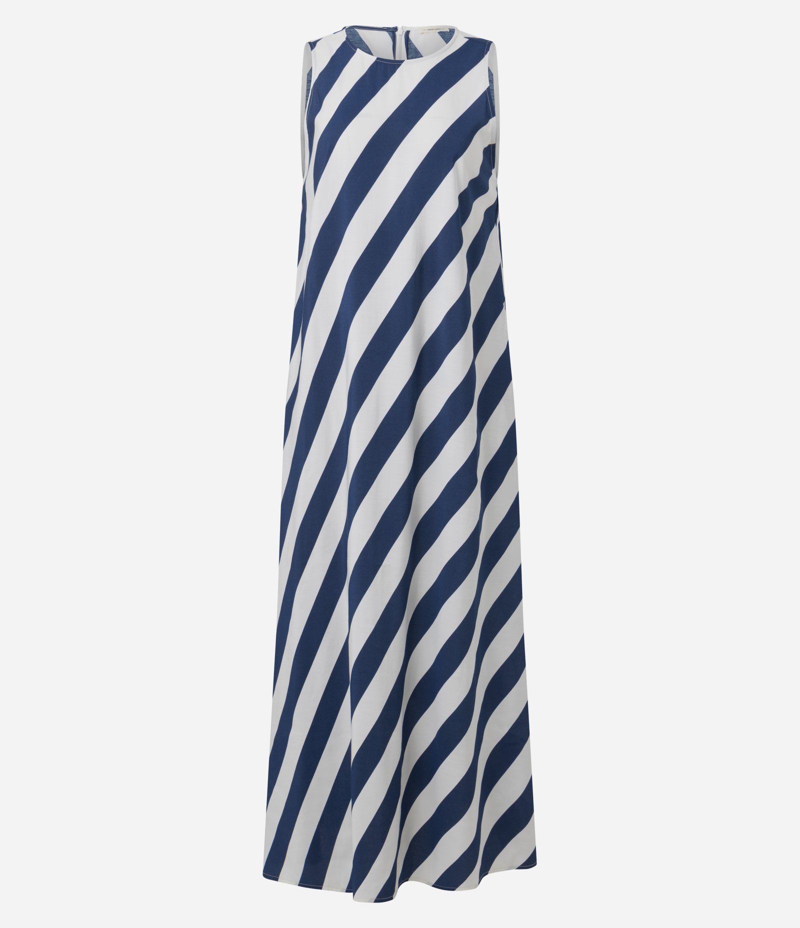 Vestido Midi em Viscose com Listras Diagonais Branco/Azul 1