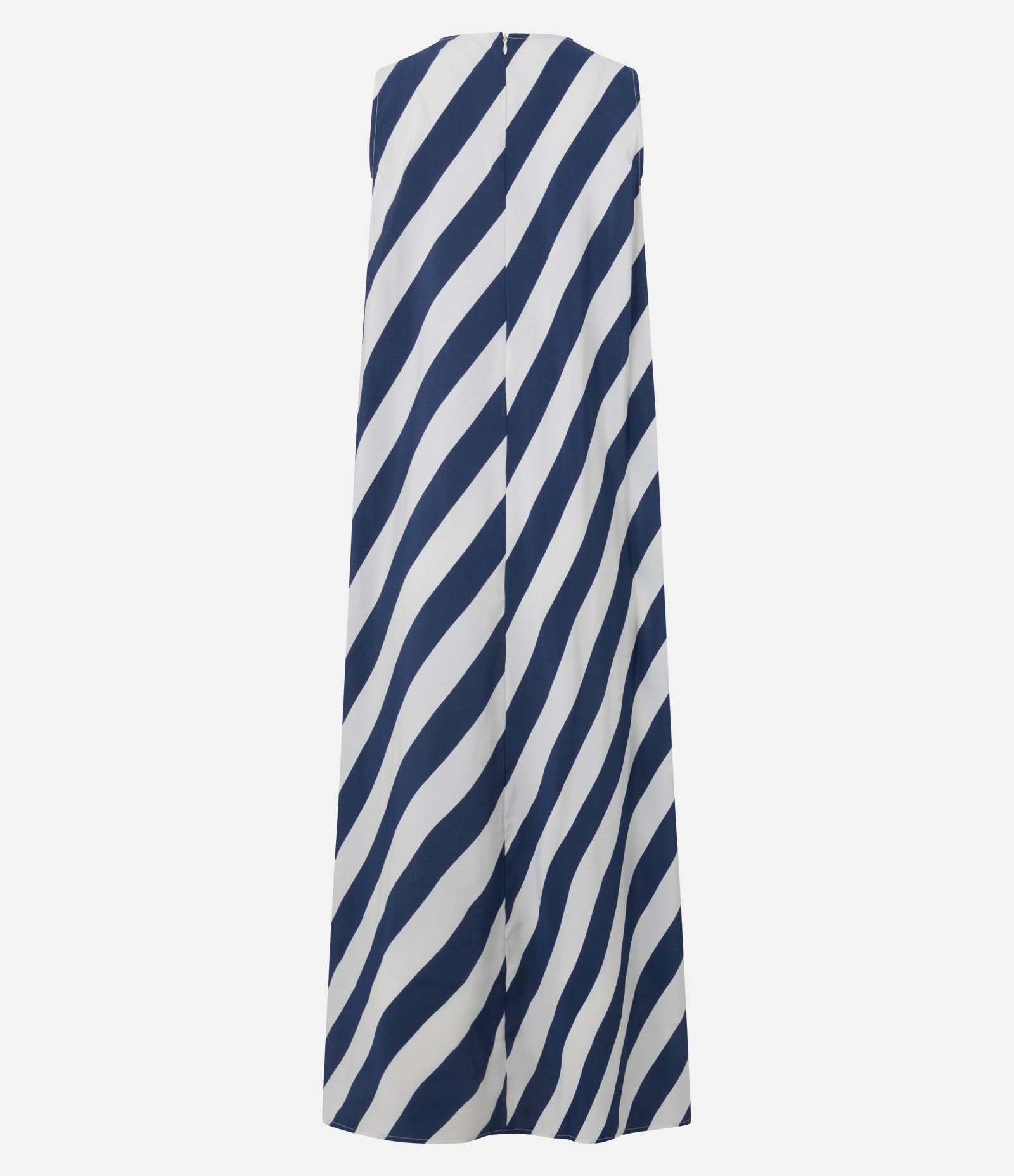 Vestido Midi em Viscose com Listras Diagonais Branco/Azul 2