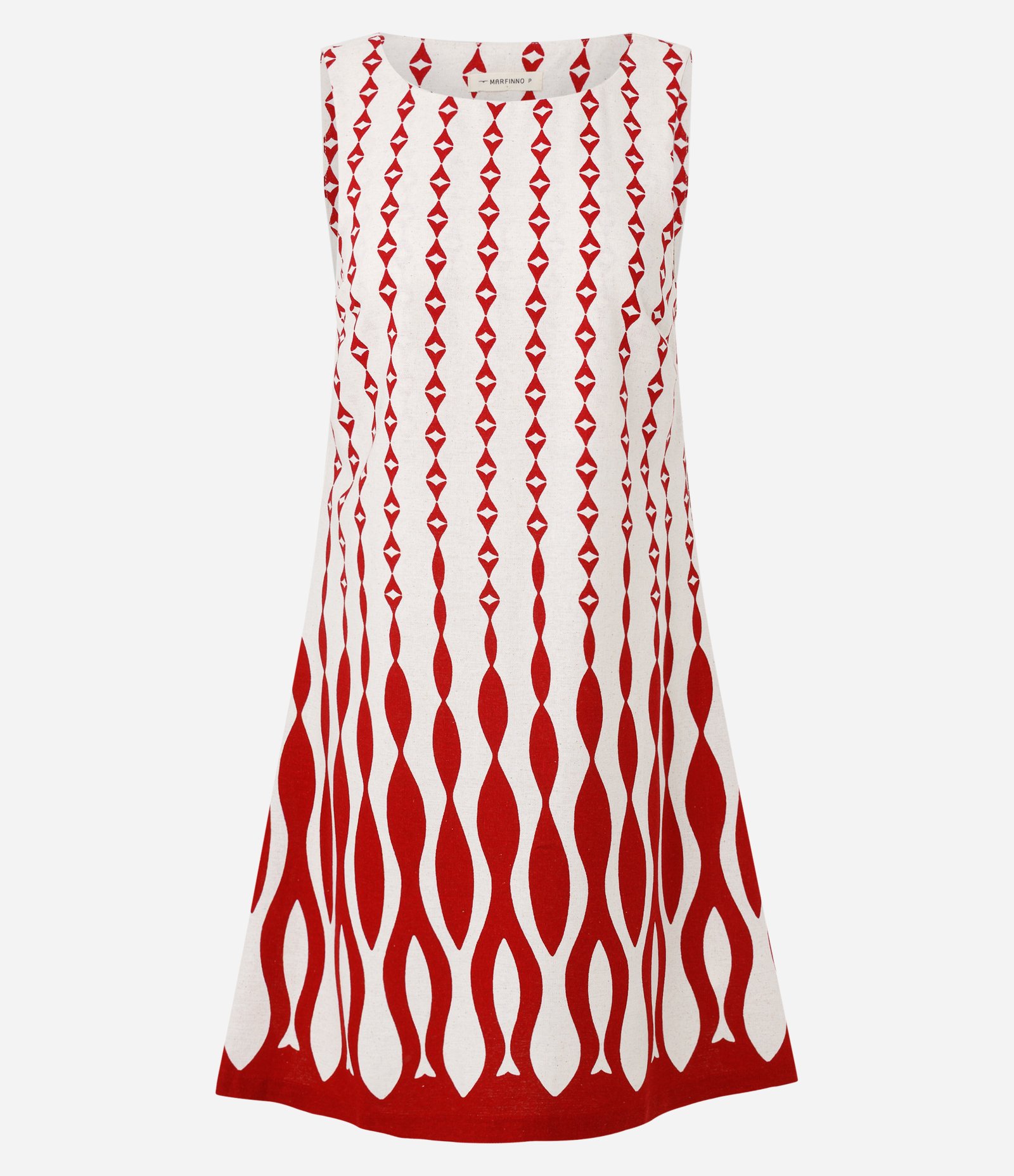 Vestido Curto em Viscolinho com Desenho Geométrico Vermelho 1