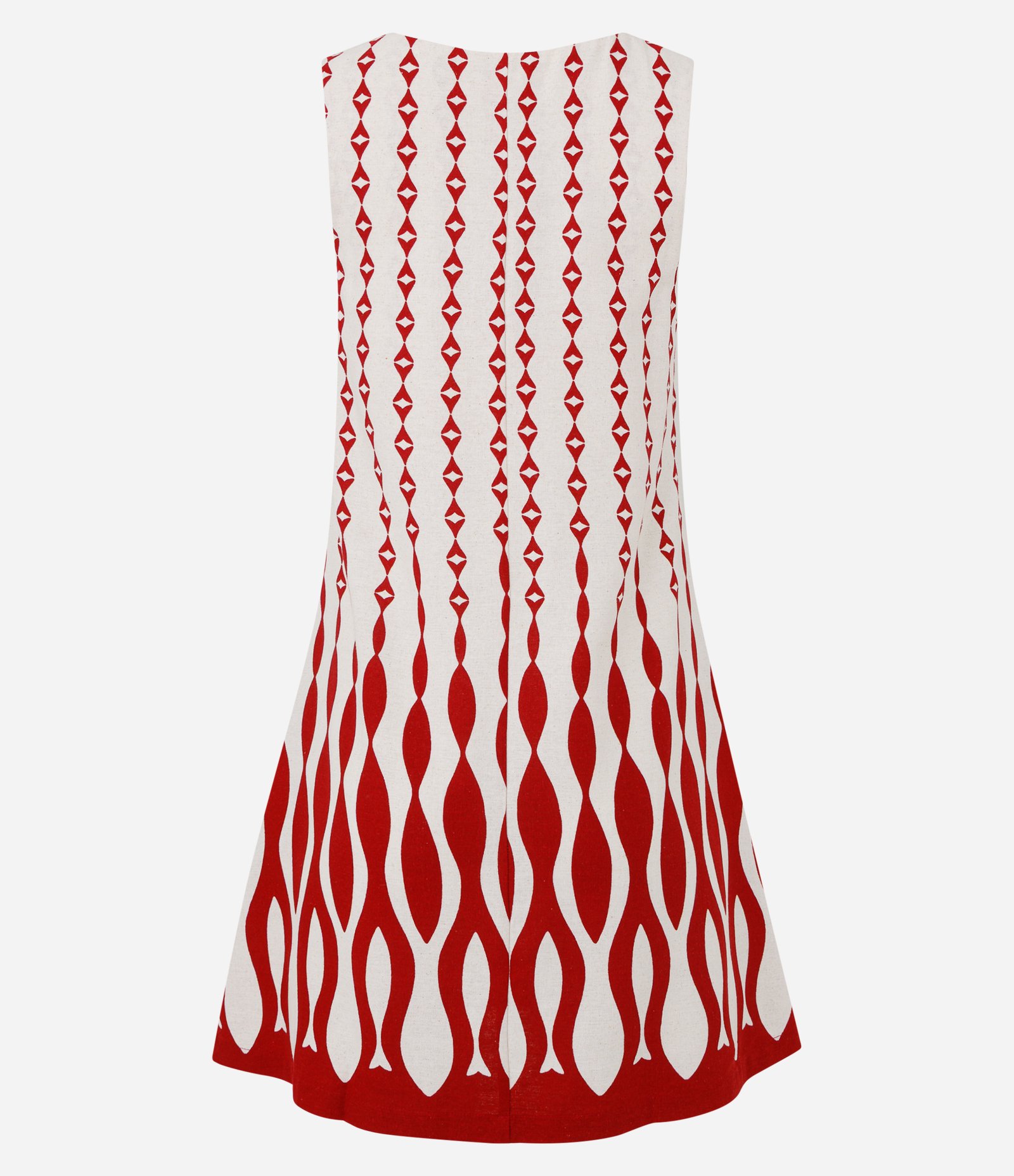 Vestido Curto em Viscolinho com Desenho Geométrico Vermelho 2