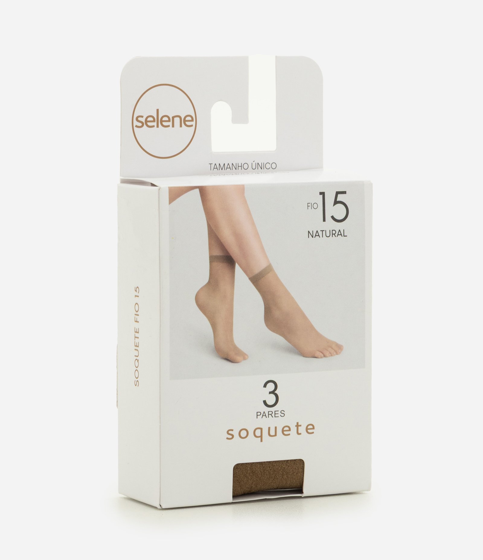 Kit 03 Pares Meias Cano Baixo Fio 15 Selene Bege 1