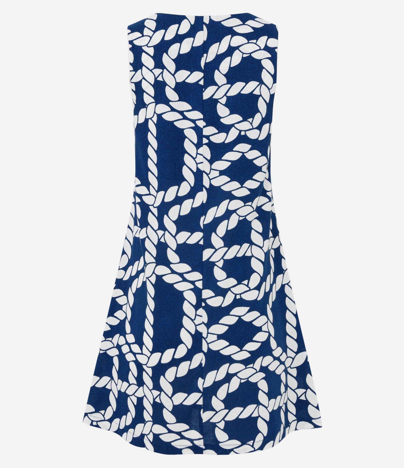 Vestido Curto em Viscolinho com Estampa de Correntes Azul 2