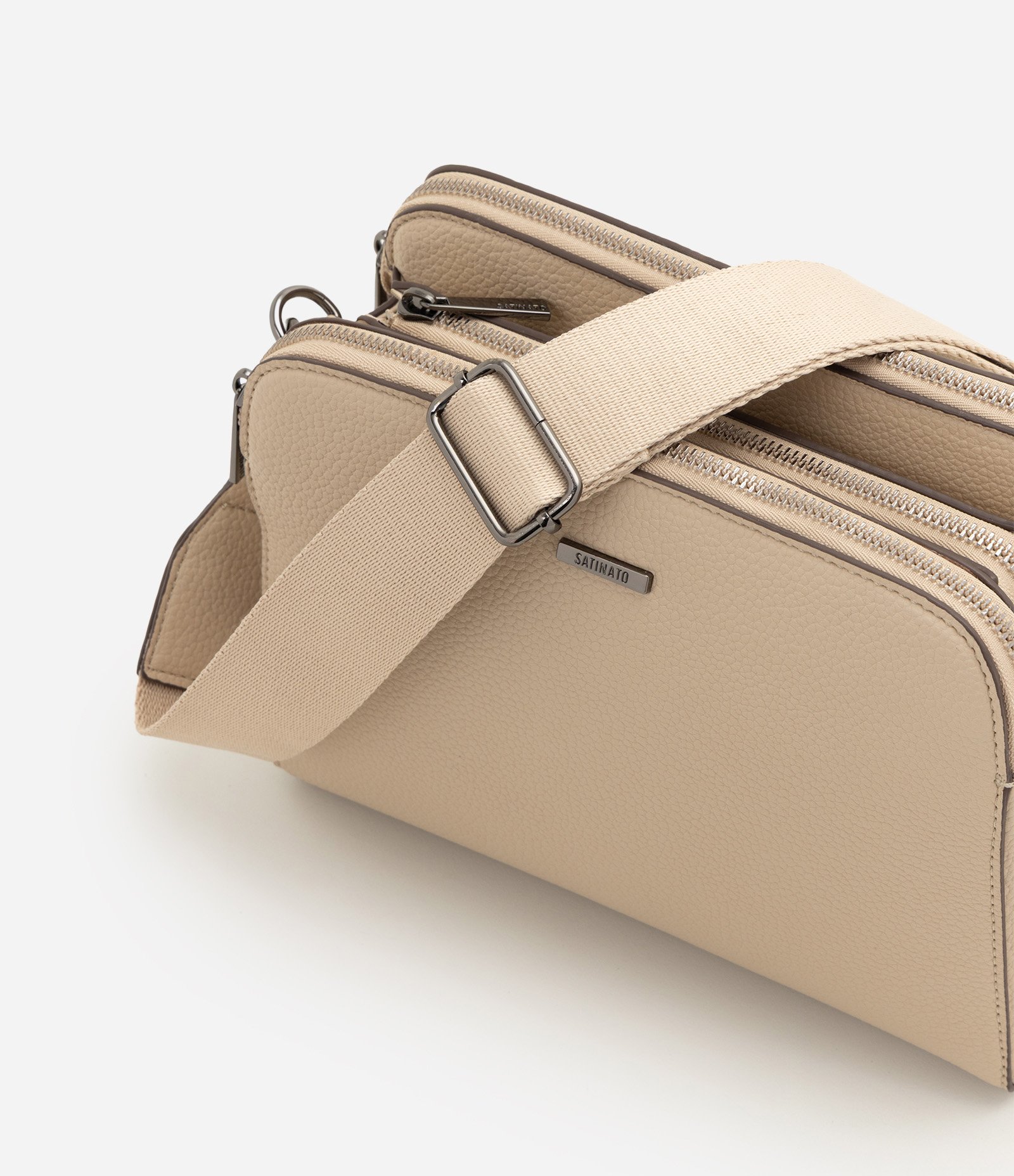 Bolsa Transversal Média em PU com Alça Ajustável Bege 7