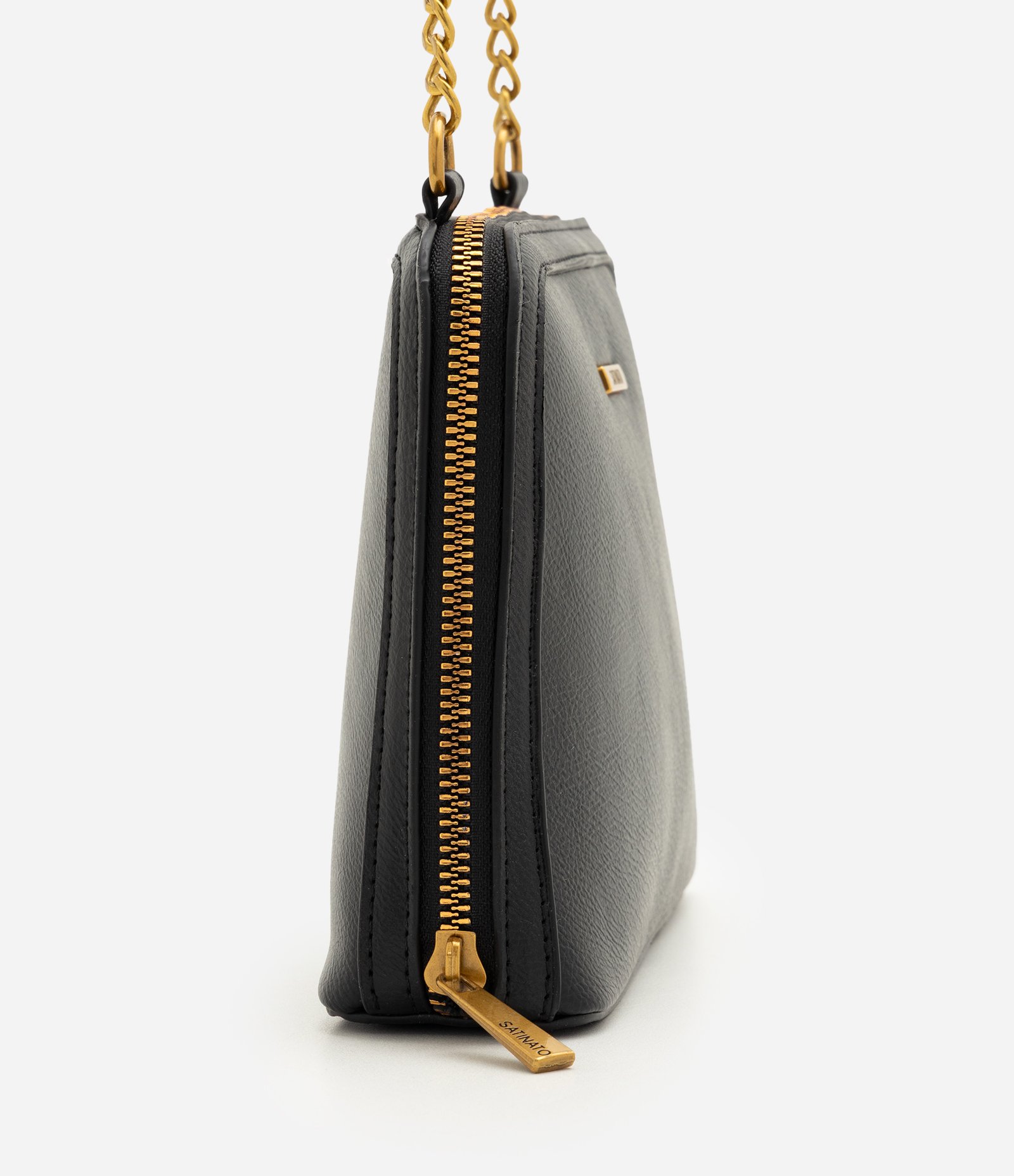 Bolsa Transversal Média em PU com Alça Corrente Preto 2