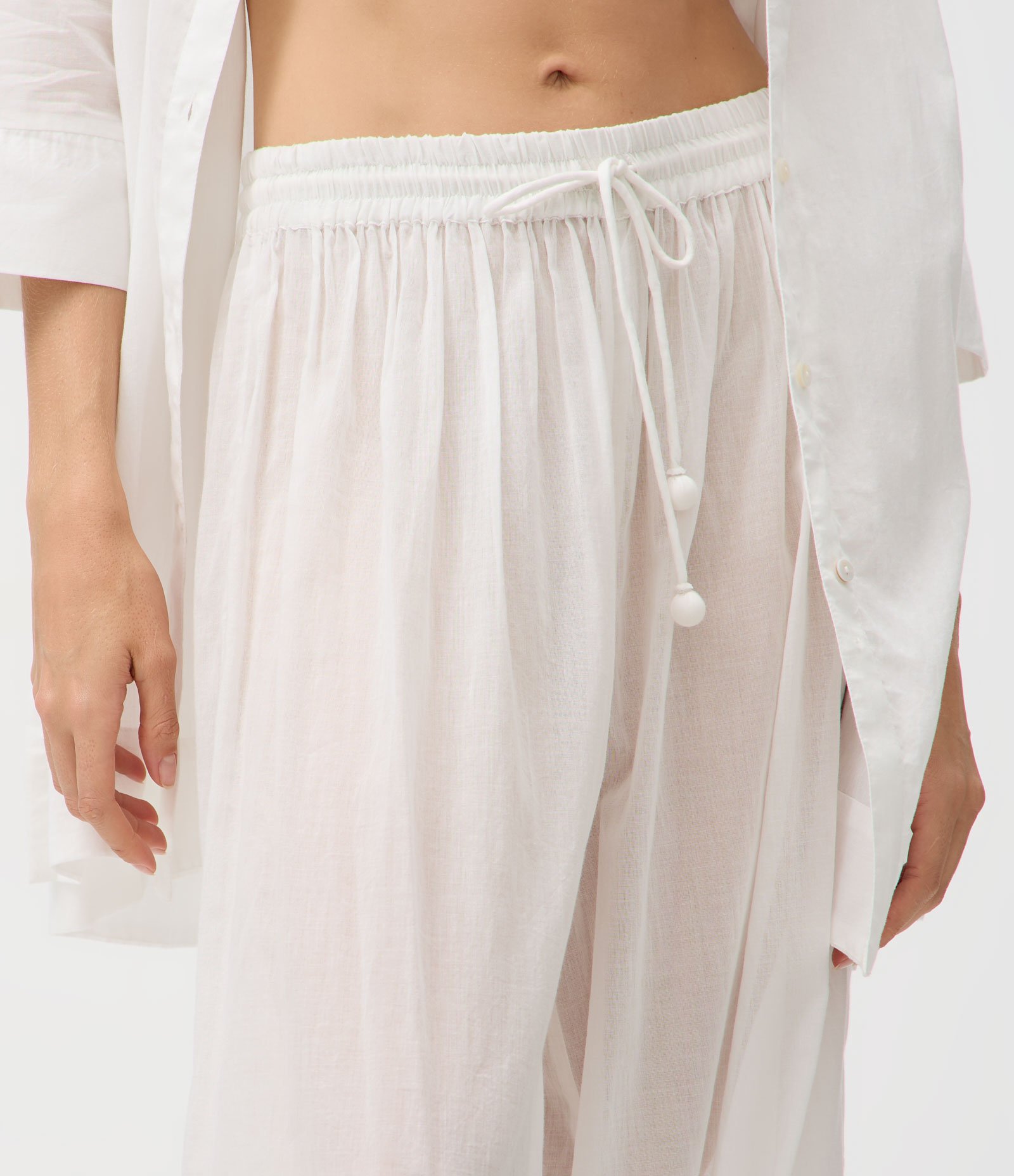 Calça Aladim em Algodão com Barra Ajustável Branco 3