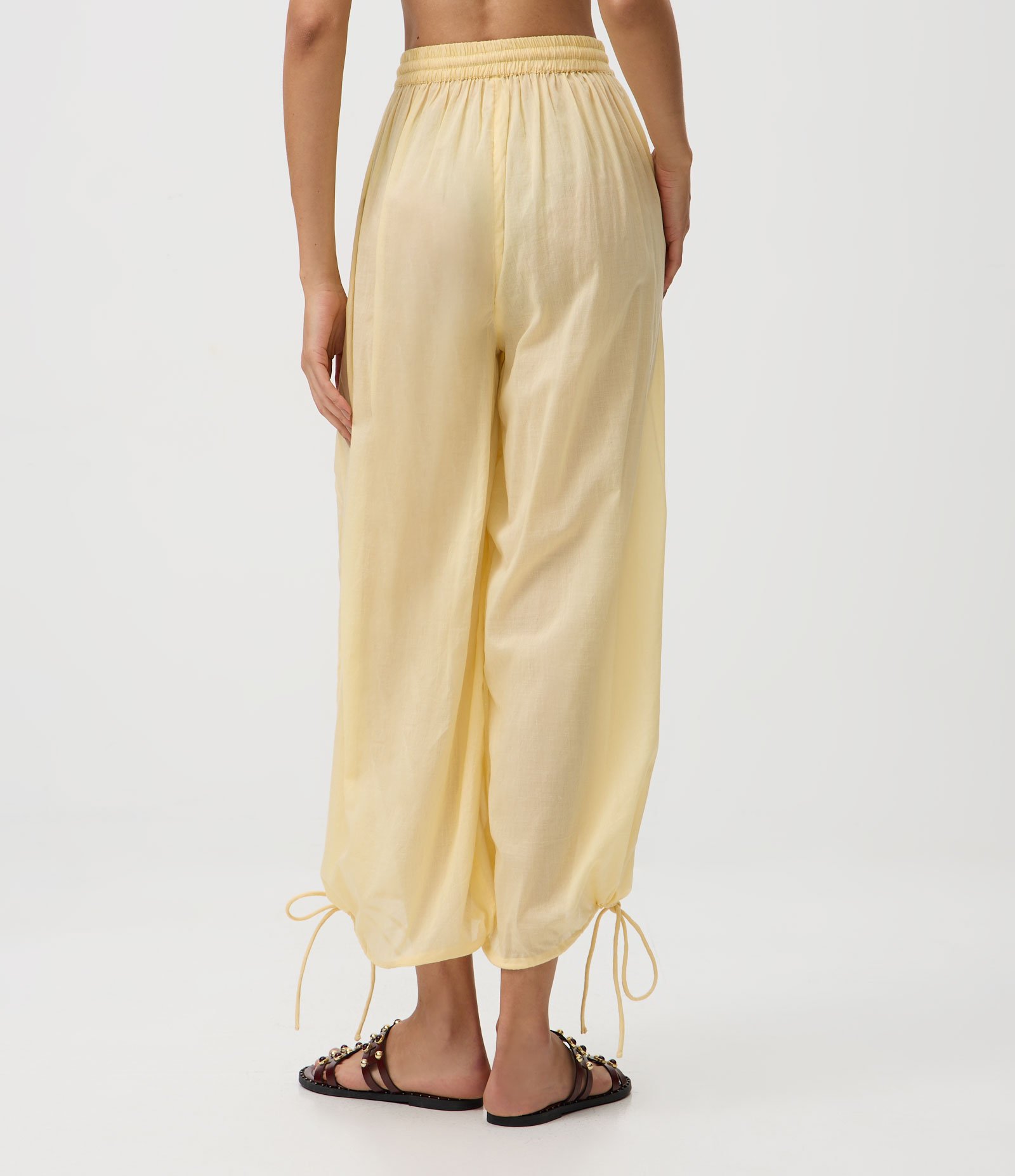 Calça Aladim em Algodão com Barra Ajustável Amarelo 4