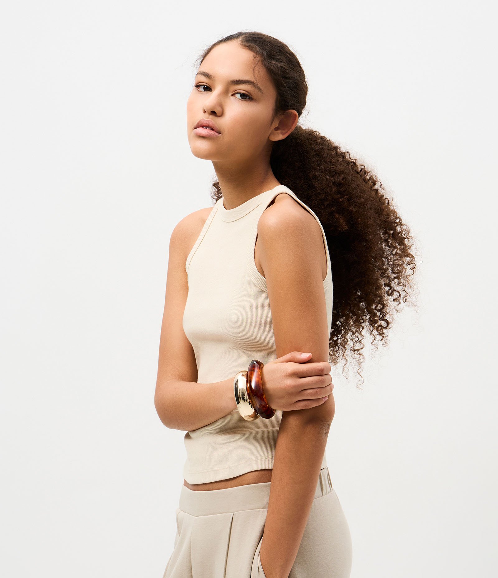 Regata em Ribana Canelada Bege Claro 3