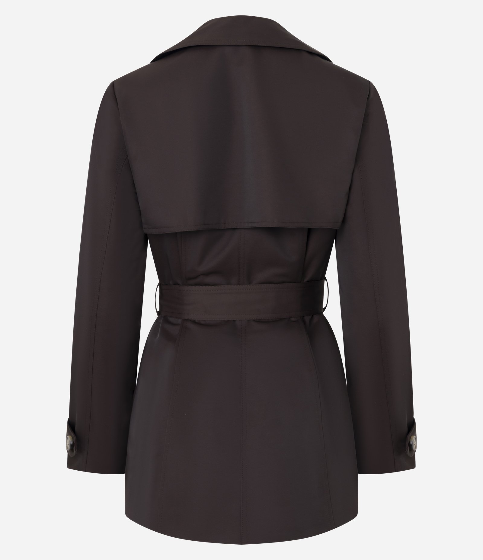 Casaco Trench Coat Alfaiatado com Detalhes Acetinados Marrom 2