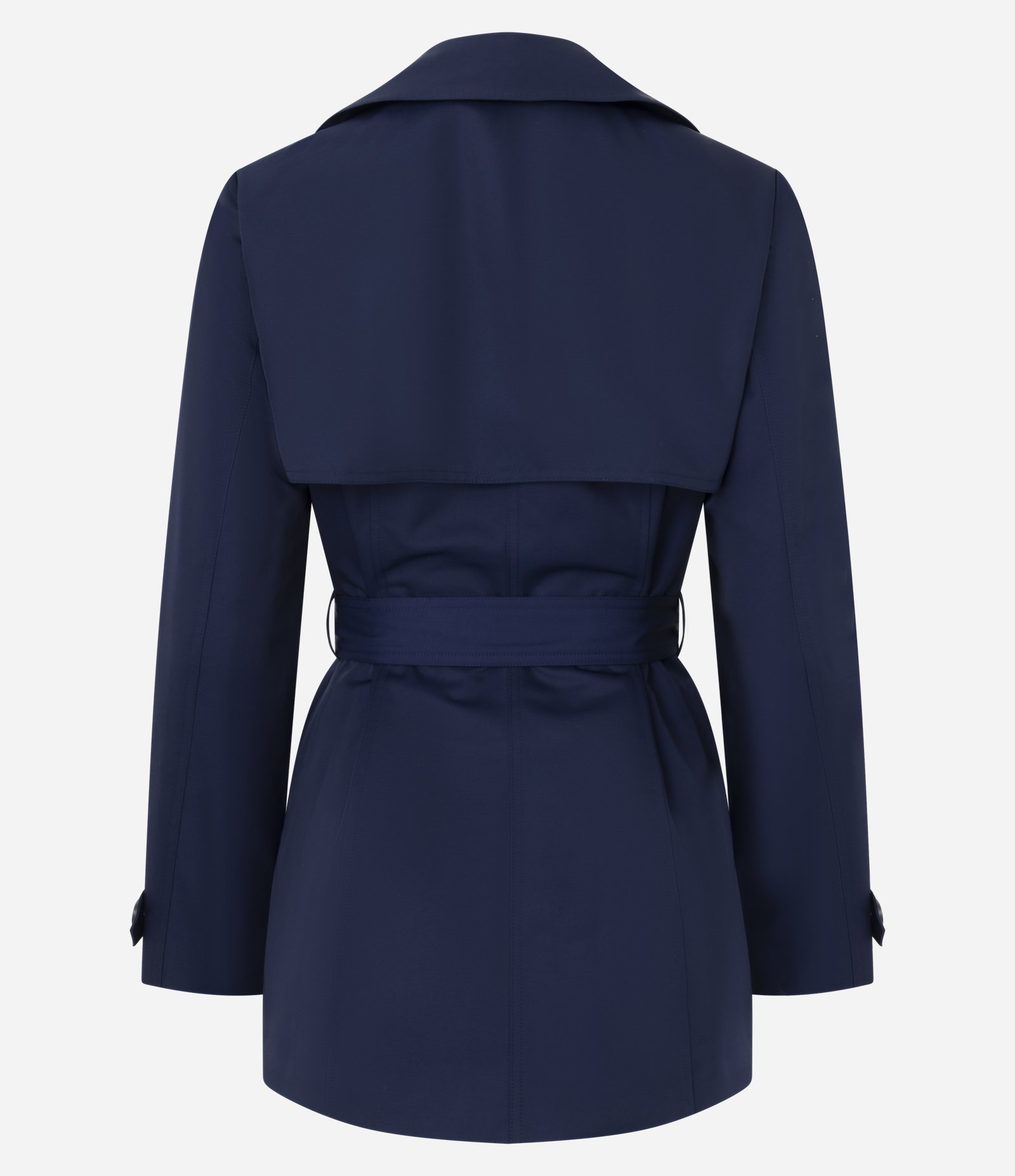 Casaco Trench Coat Alfaiatado com Detalhes Acetinados Azul 2