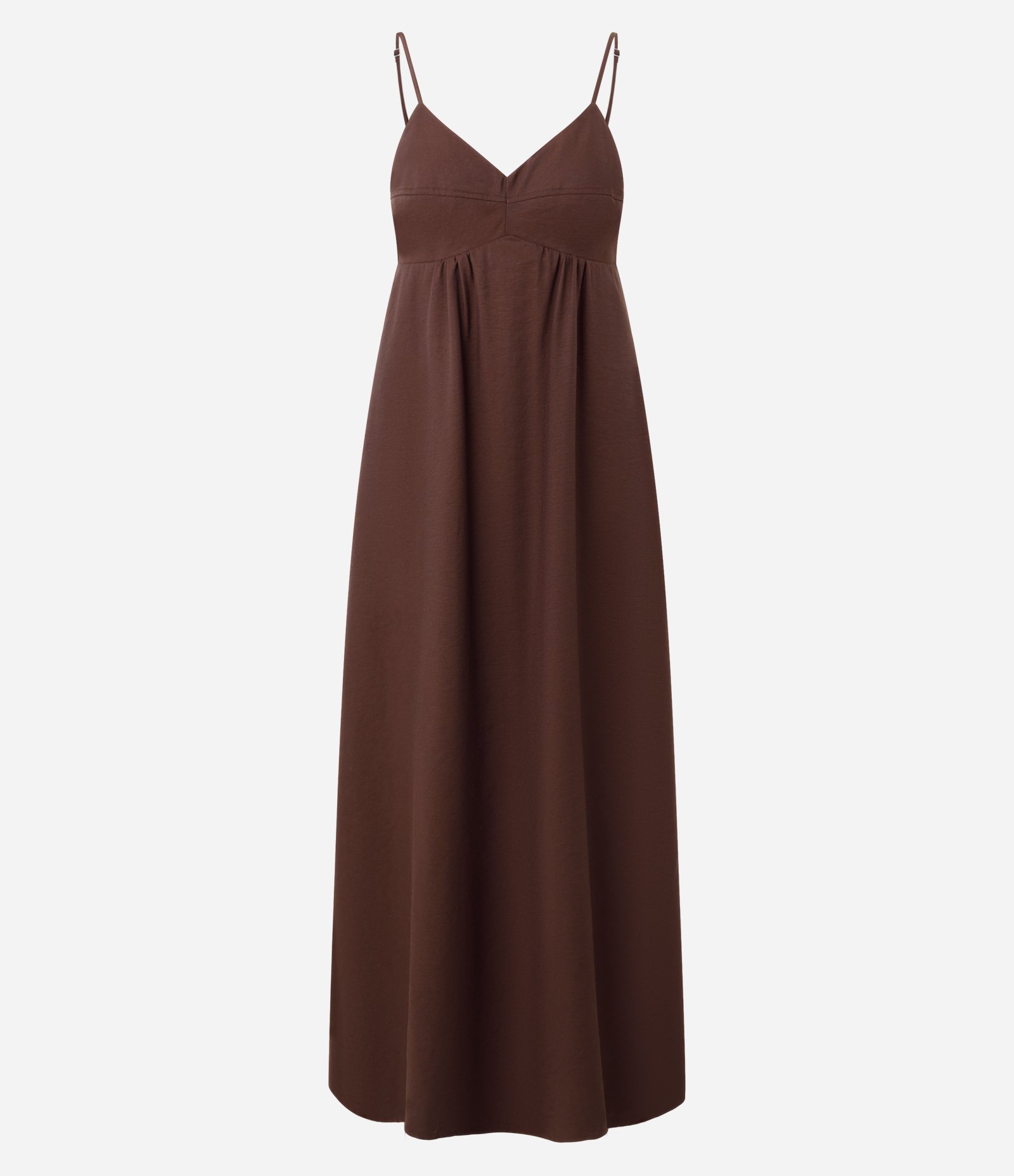 Vestido Midi Evasê em Viscose com Decote Coração Marrom 4