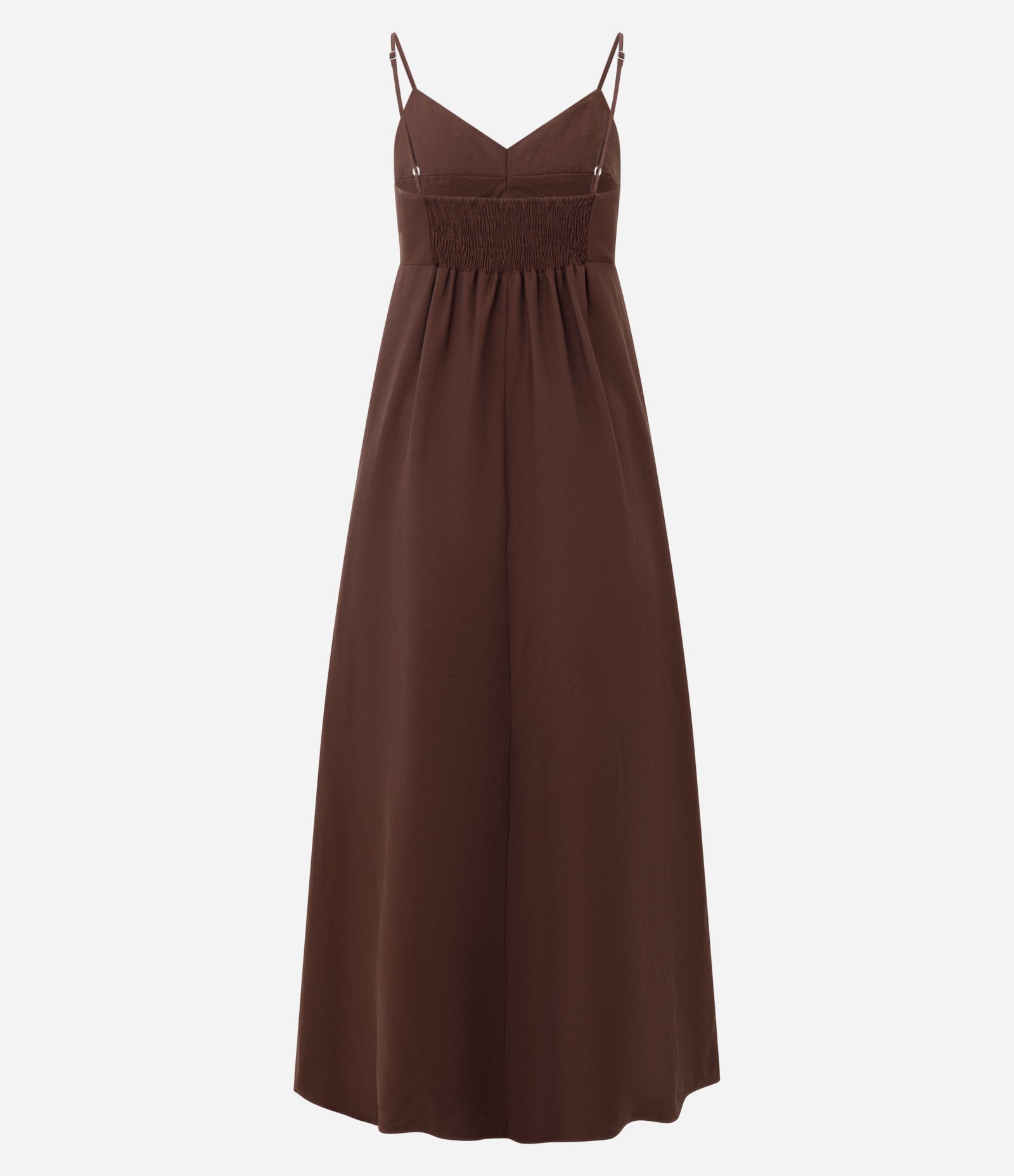 Vestido Midi Evasê em Viscose com Decote Coração Marrom 5